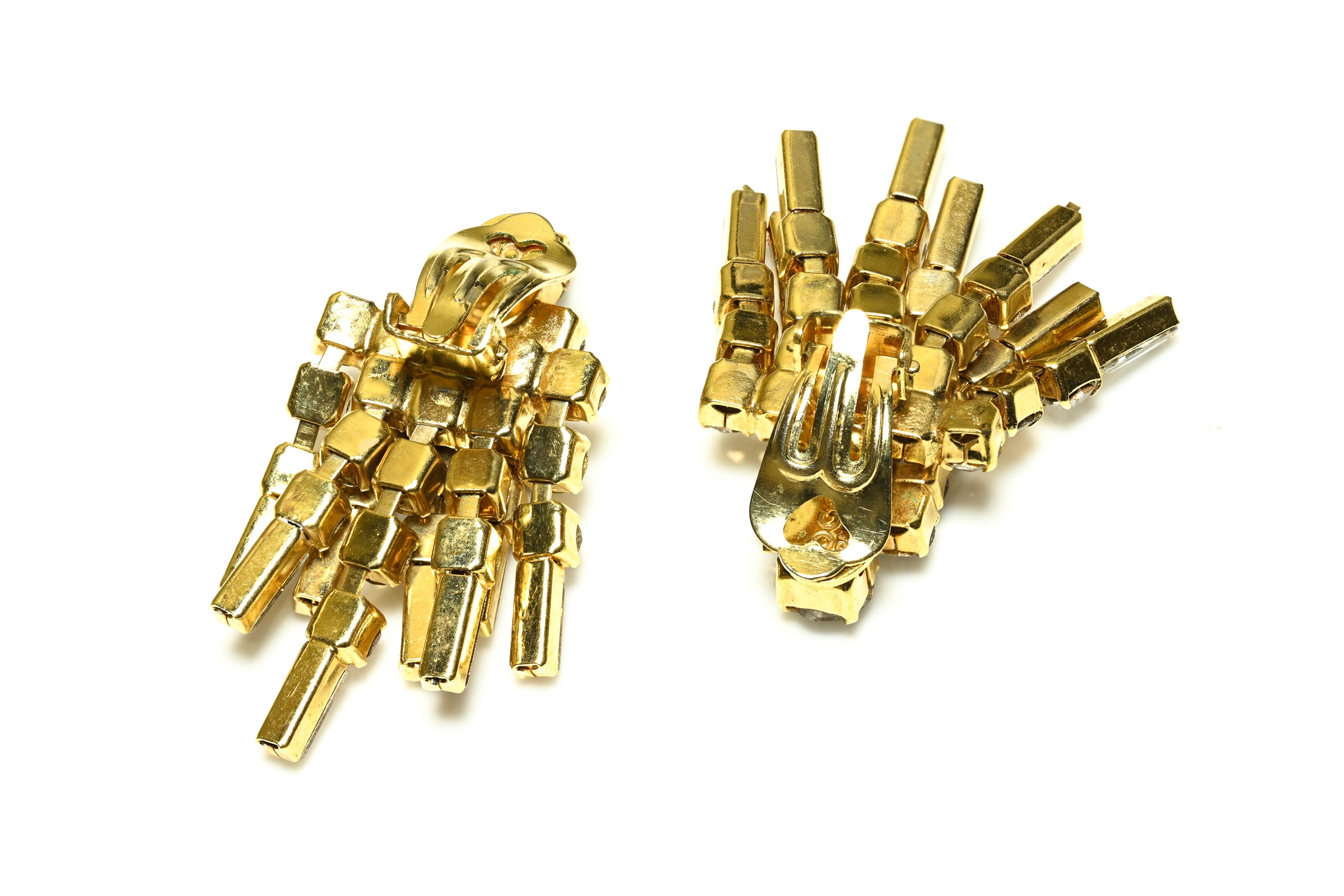Poggi Paris Gold Plated Crystal Tassel Earrings 2