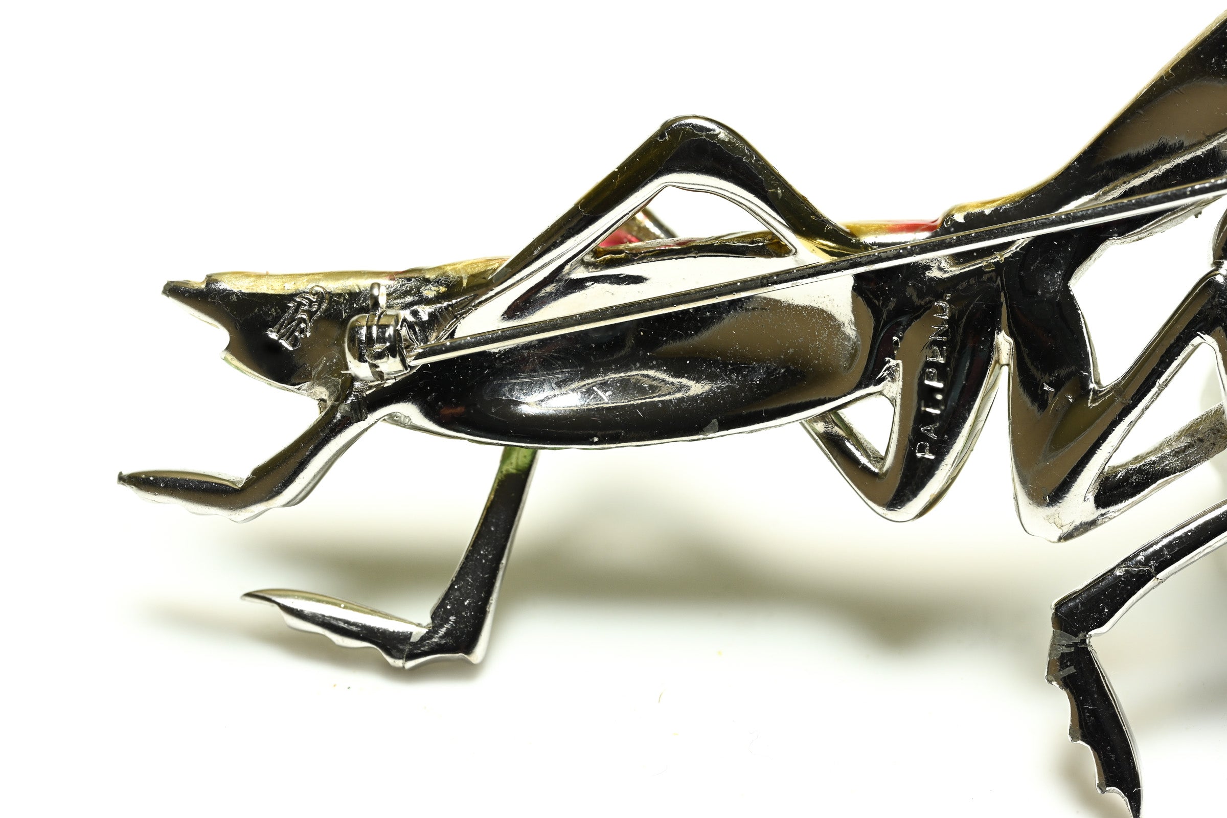 Marcel Boucher 1940's Enamel Crystal Praying Mantis Brooch 3
