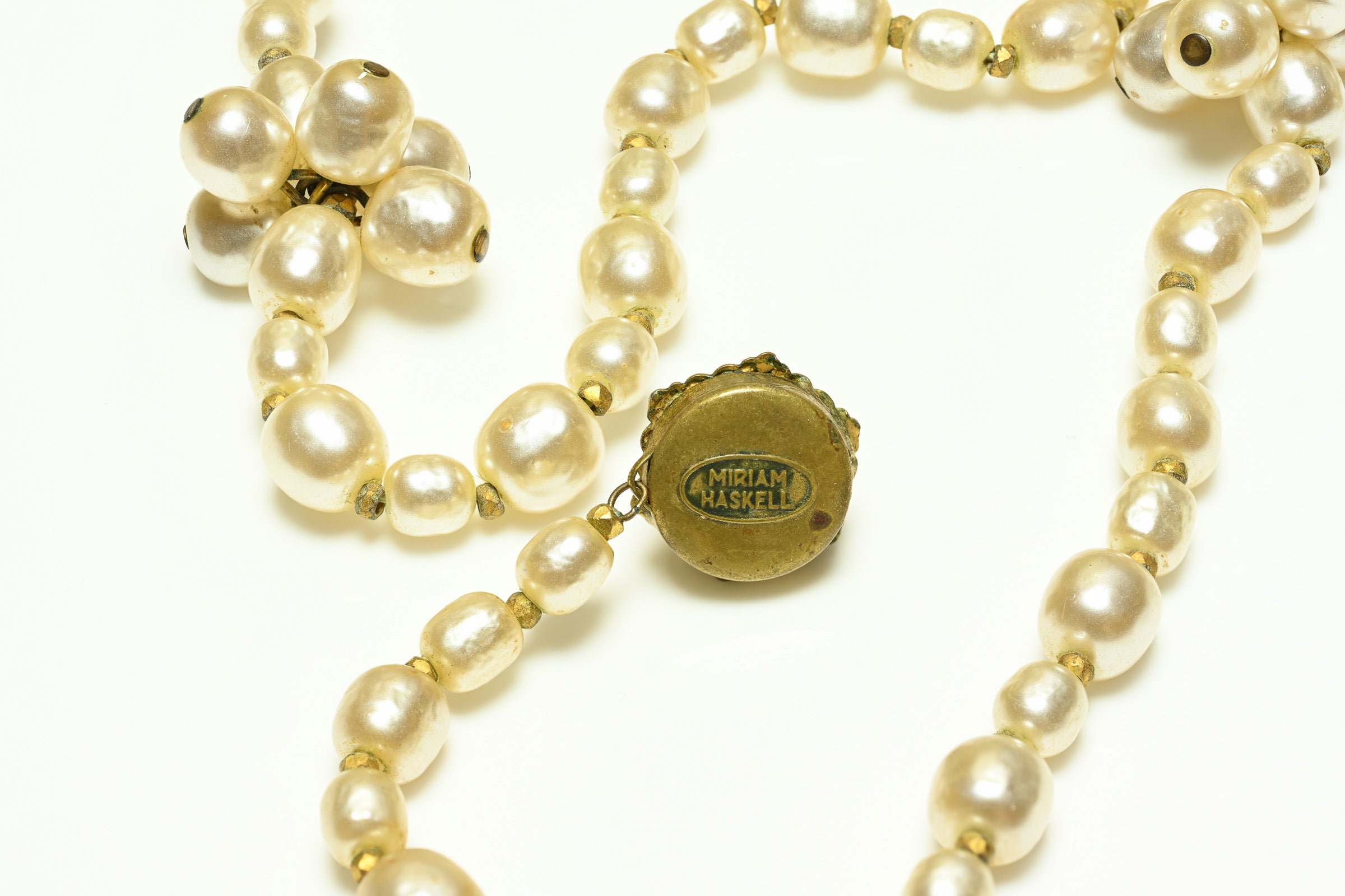 Vintage 1950's Miriam Haskell Pearl Cluster Sautoir Necklace 2