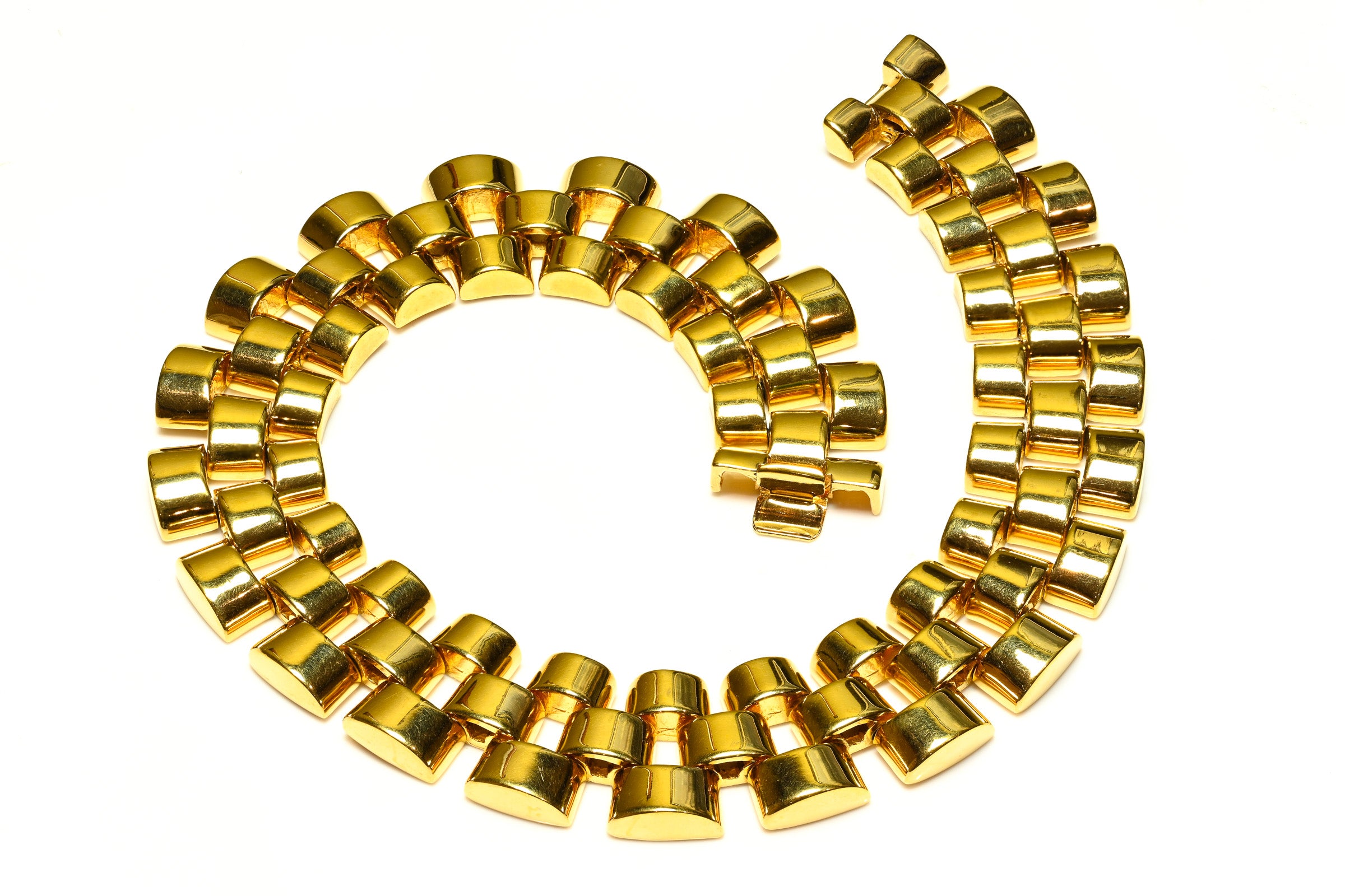 Vintage Ciner Gold Plated Geometric Wide Collar Necklace 2