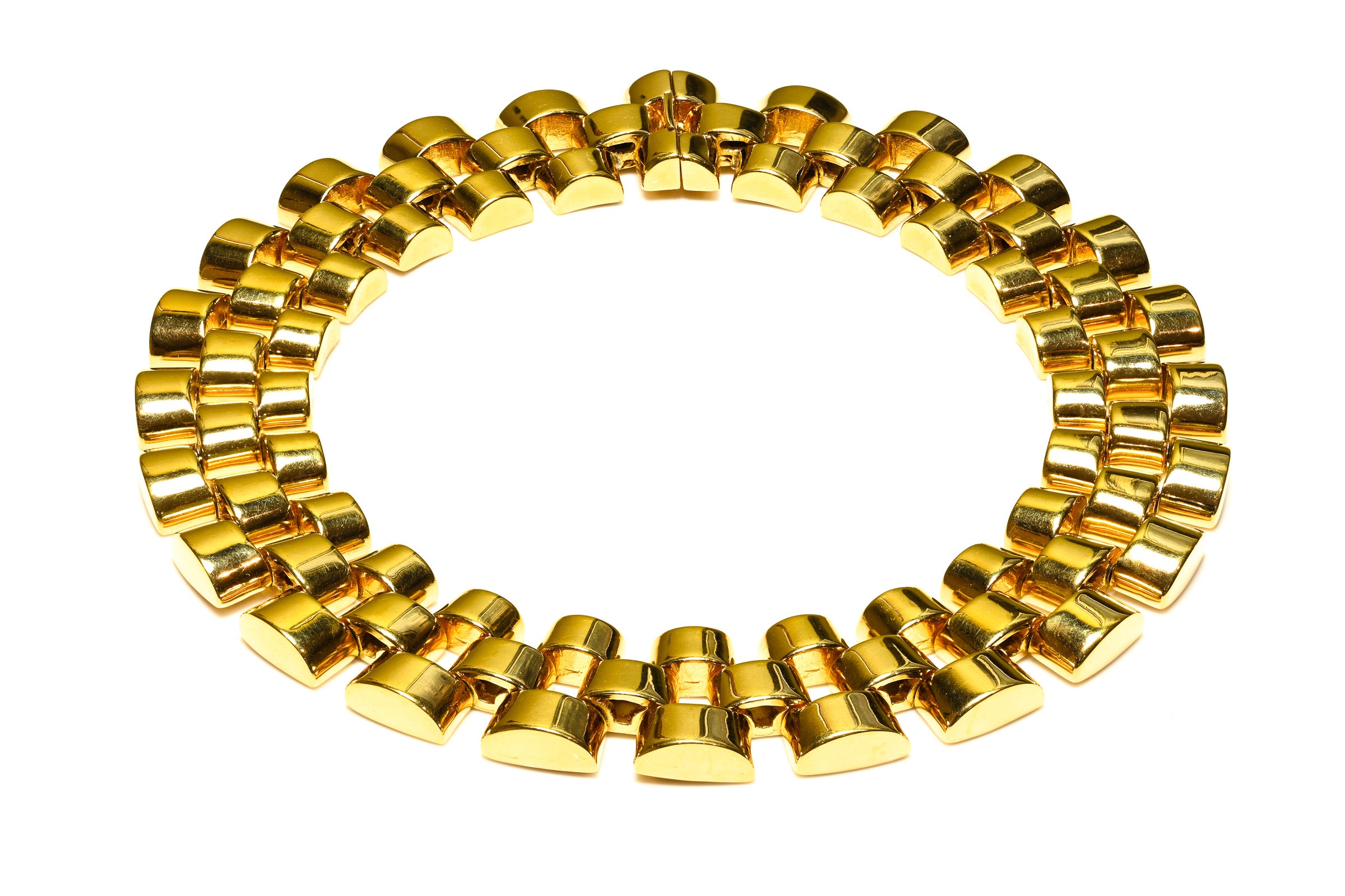 Vintage Ciner Gold Plated Geometric Wide Collar Necklace 1