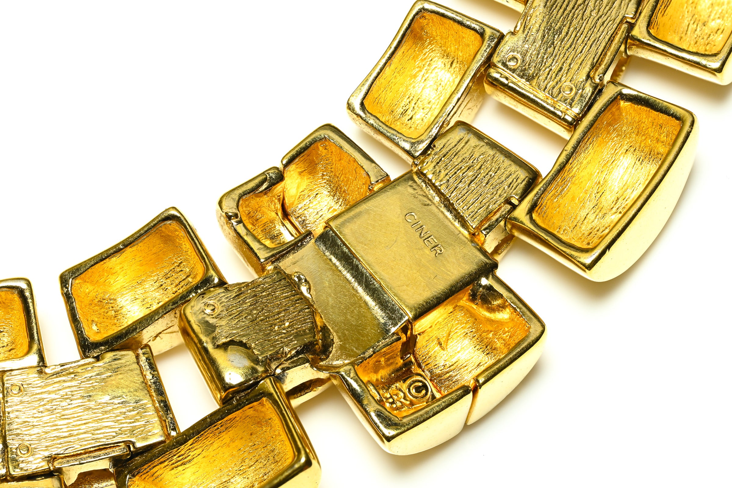 Vintage Ciner Gold Plated Geometric Wide Collar Necklace 3