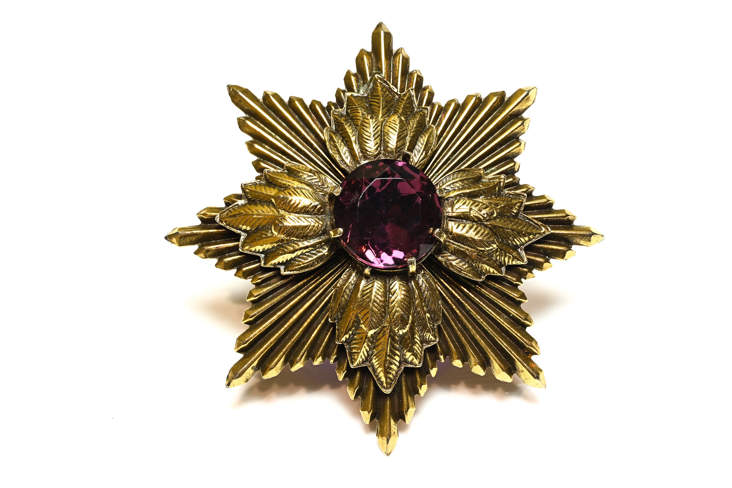Vintage 1960's Purple Crystal Starburst Pendant Brooch