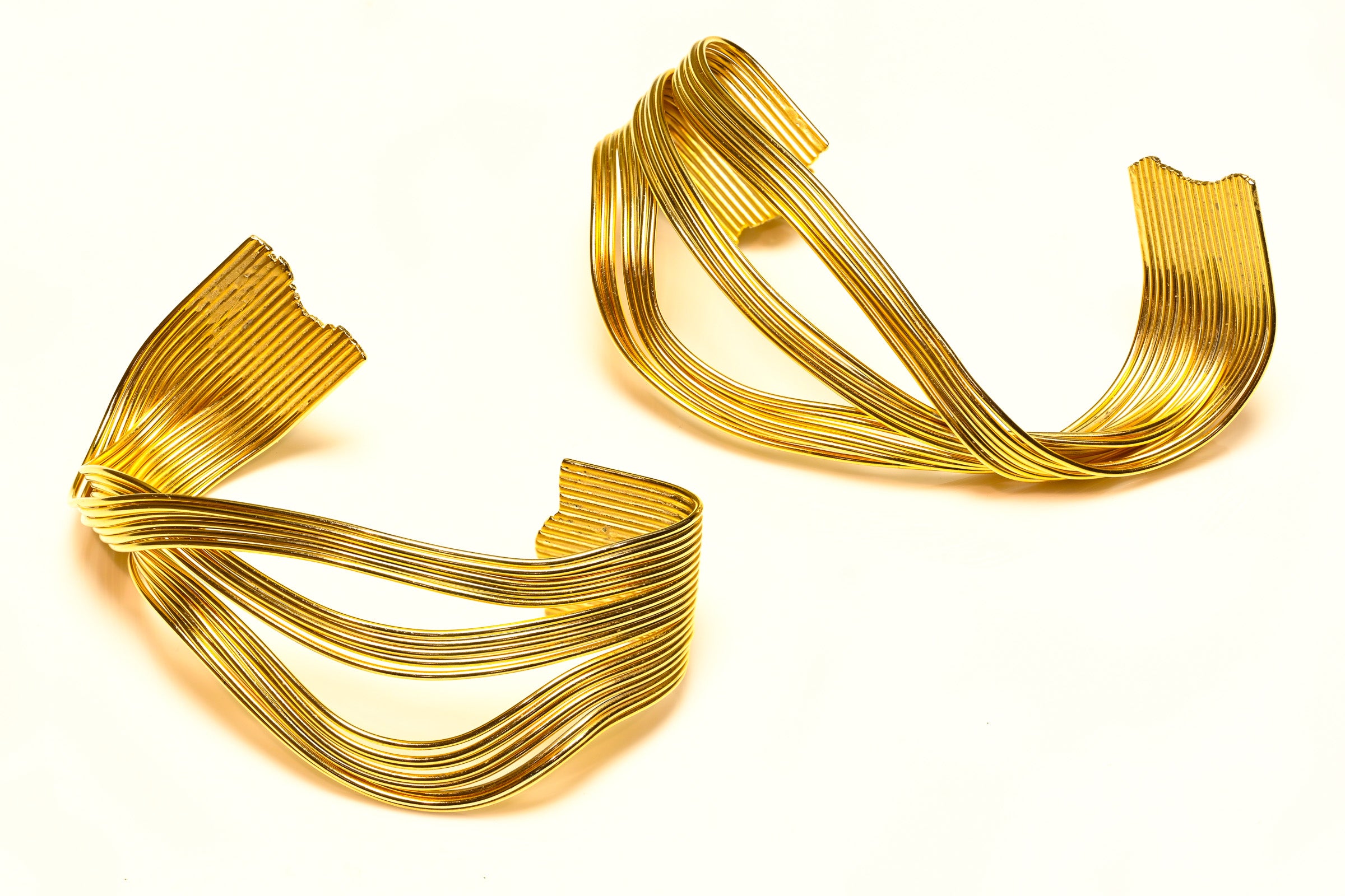 Vintage Premier Etage Paris Large Gold Plated Twist Earrings 2