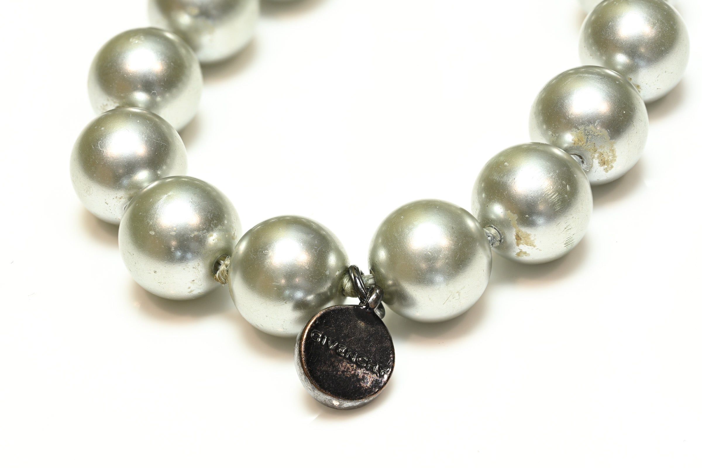 Vintage Givenchy Paris Gray Ombre Glass Pearl Necklace