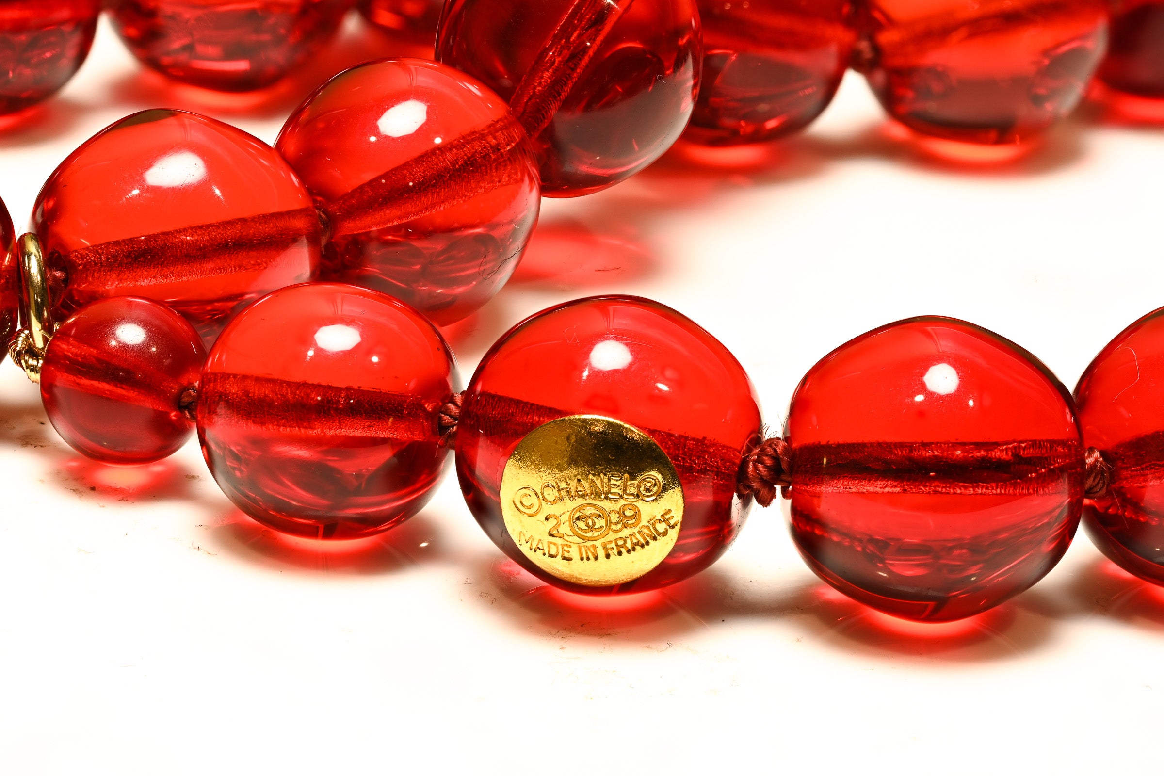 Vintage Chanel Paris Collection 29 Maison Gripoix Red Glass Beads Belt 3