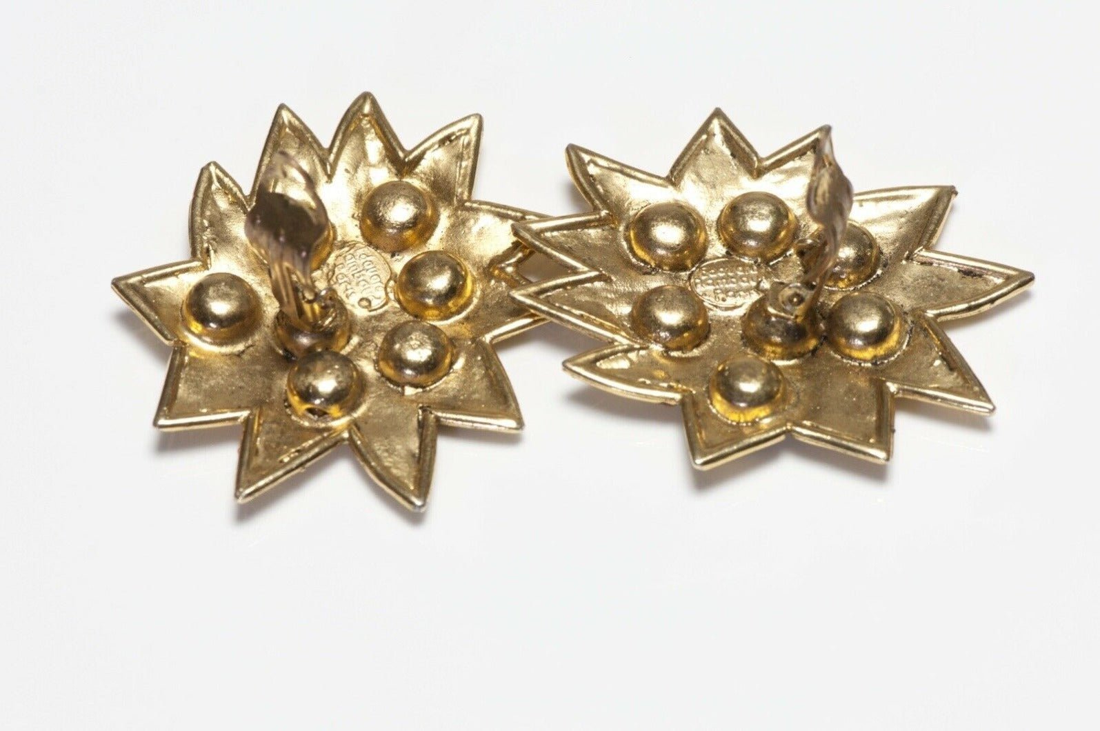 Edouard Rambaud Paris Gold Plated Blue Green Star Earrings