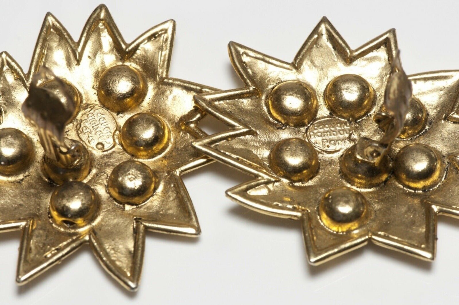 Edouard Rambaud Paris Gold Plated Blue Green Star Earrings