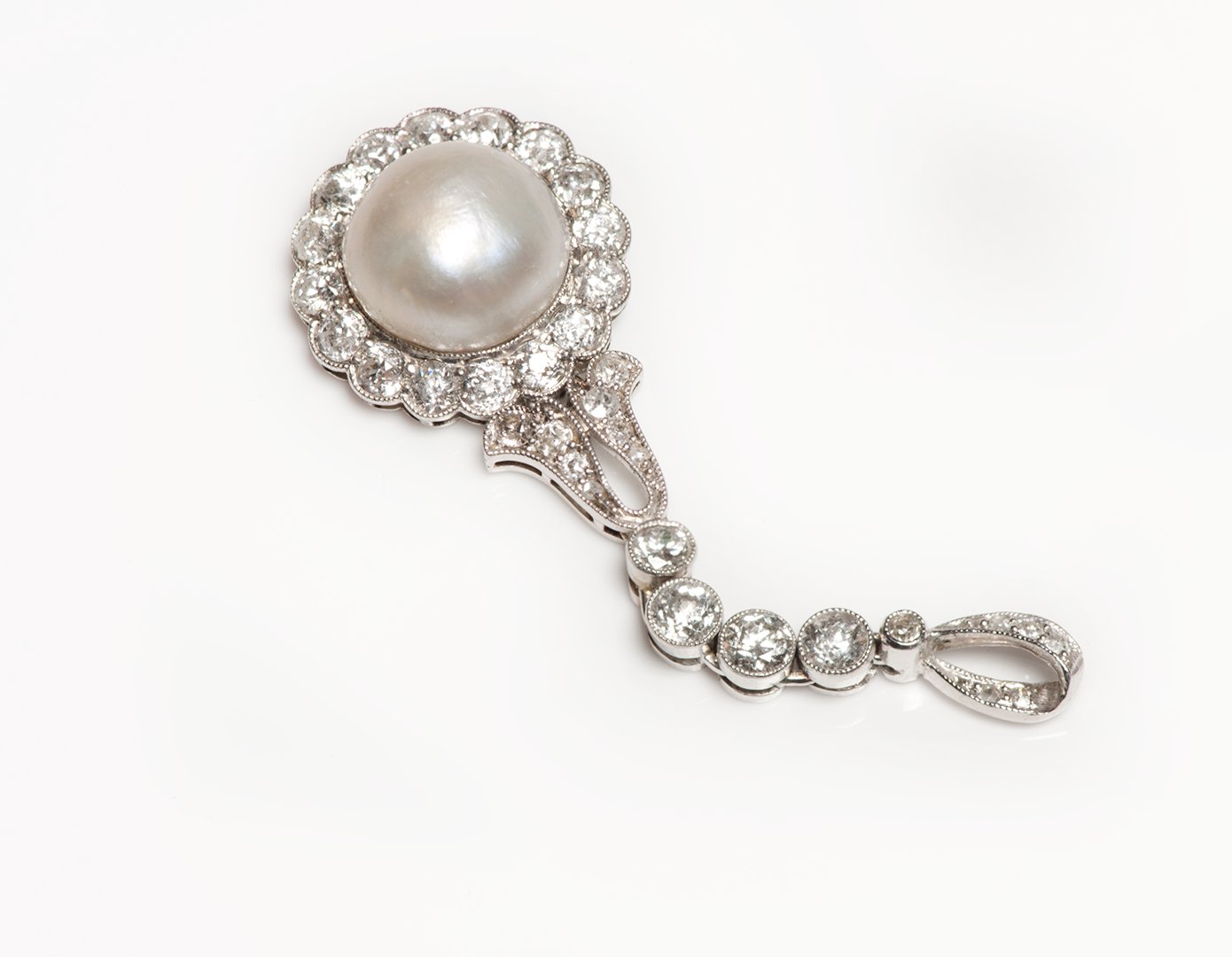 Edwardian Fresh Water Pearl Diamond Pendant