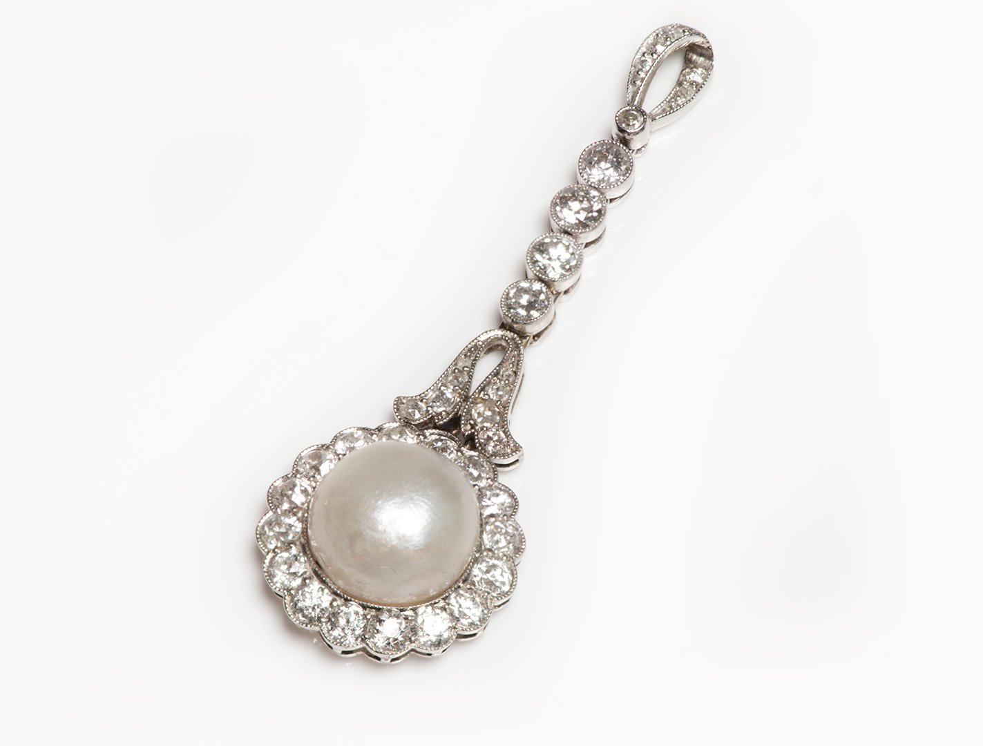 Edwardian Fresh Water Pearl Diamond Pendant