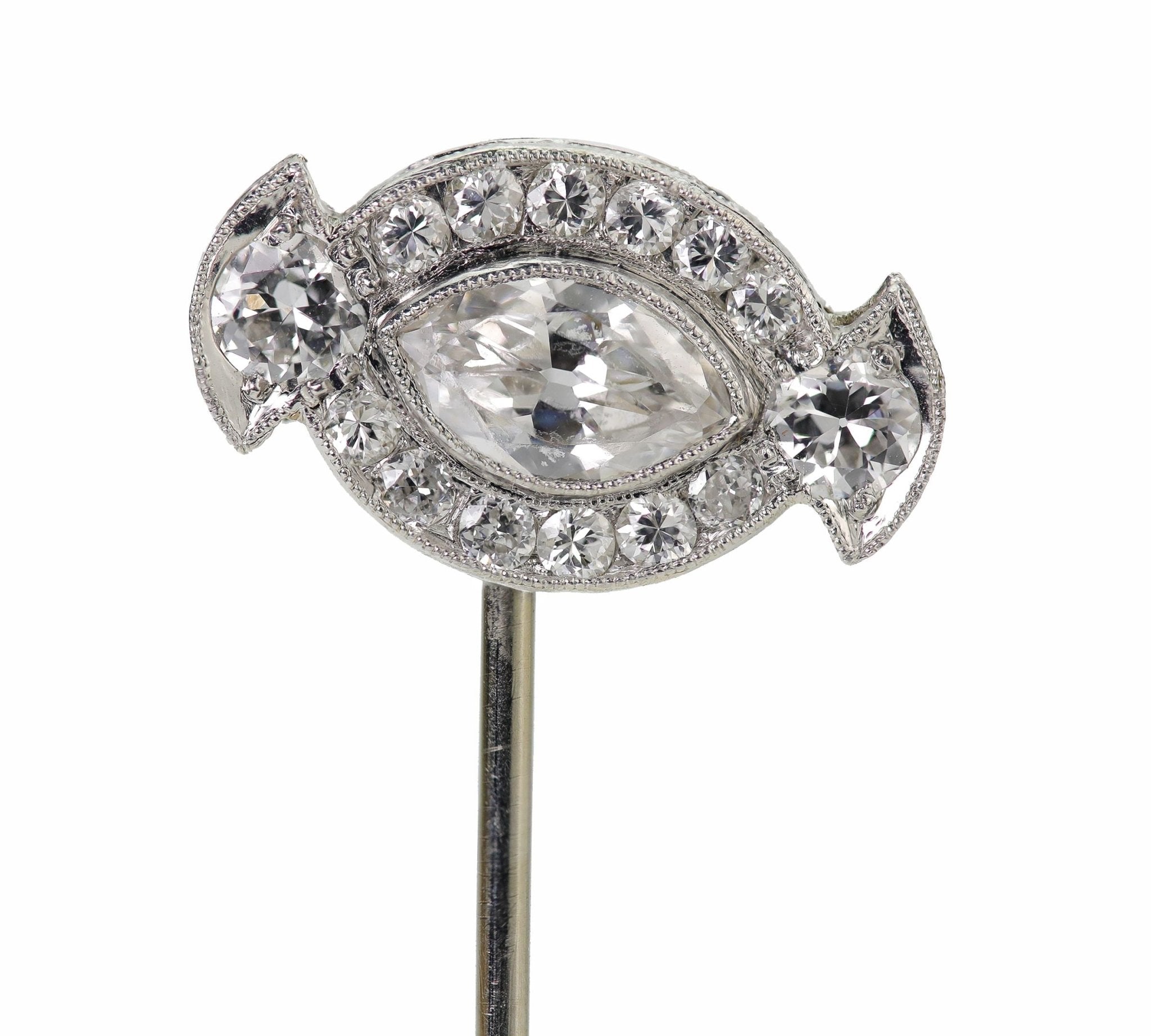 Edwardian Marquise Diamond Stick Pin