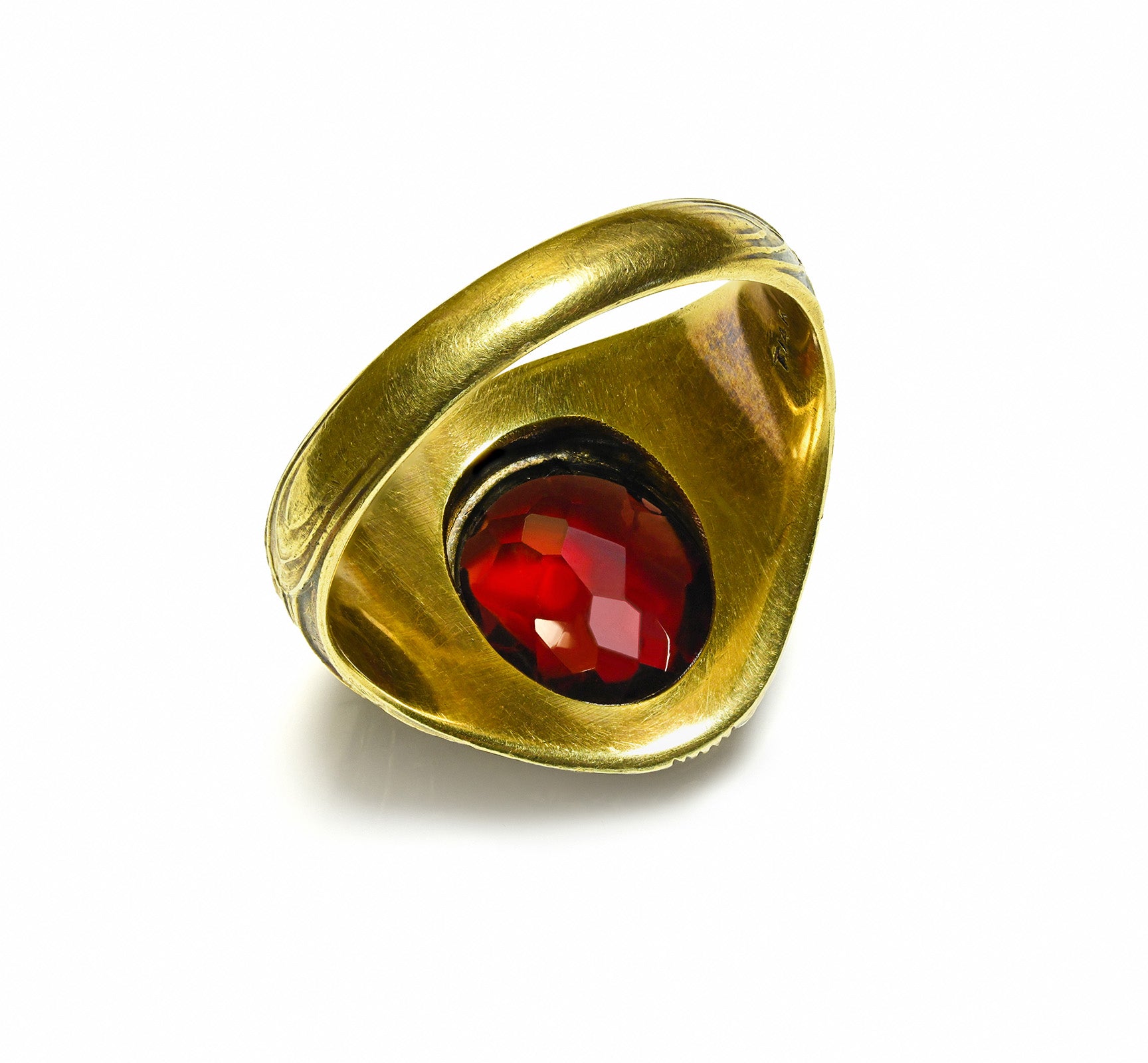 Antique Edwardian 14K Gold Garnet Men's Ring – Engraved