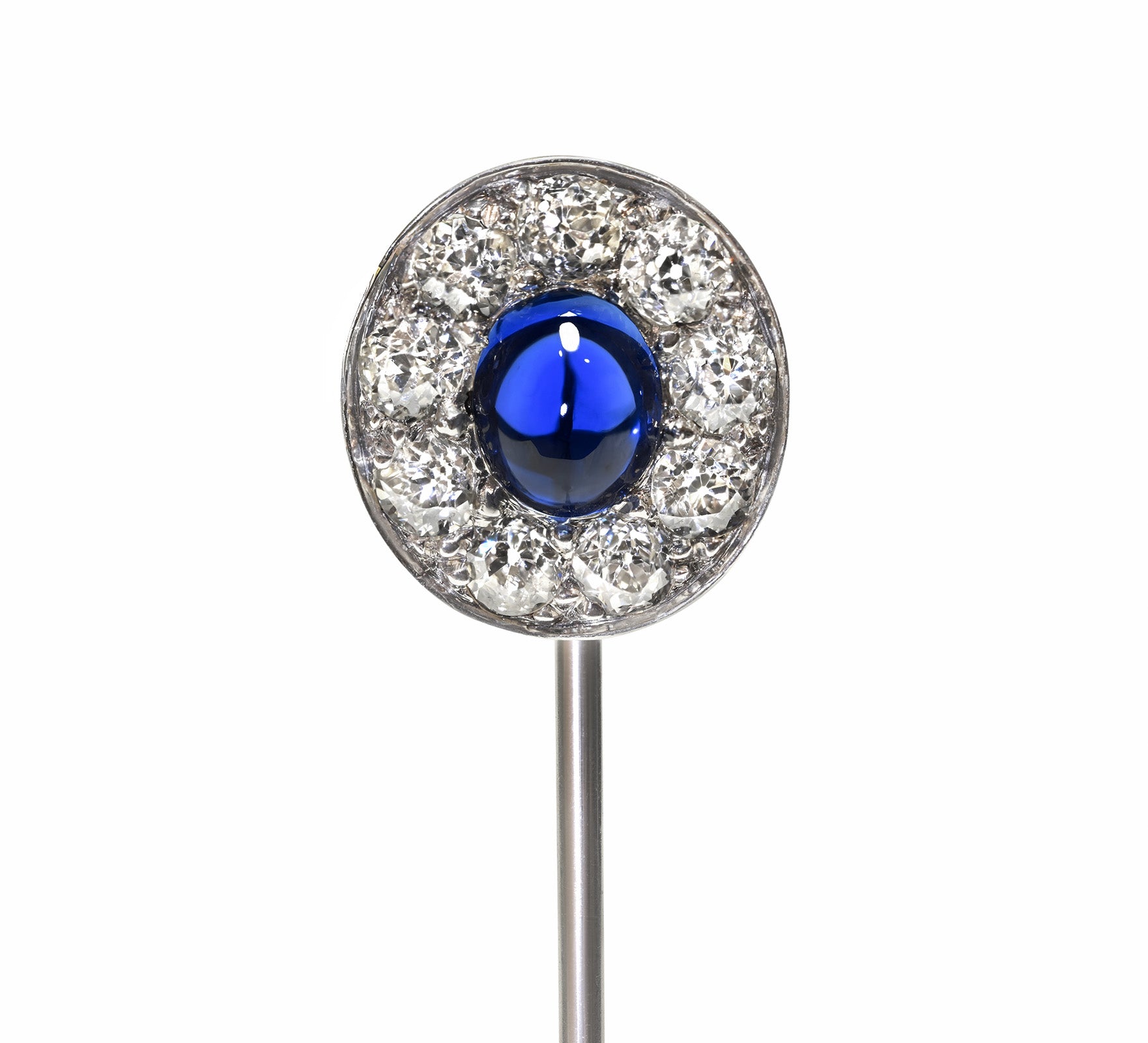 Edwardian Stick Pin Sapphire Diamonds