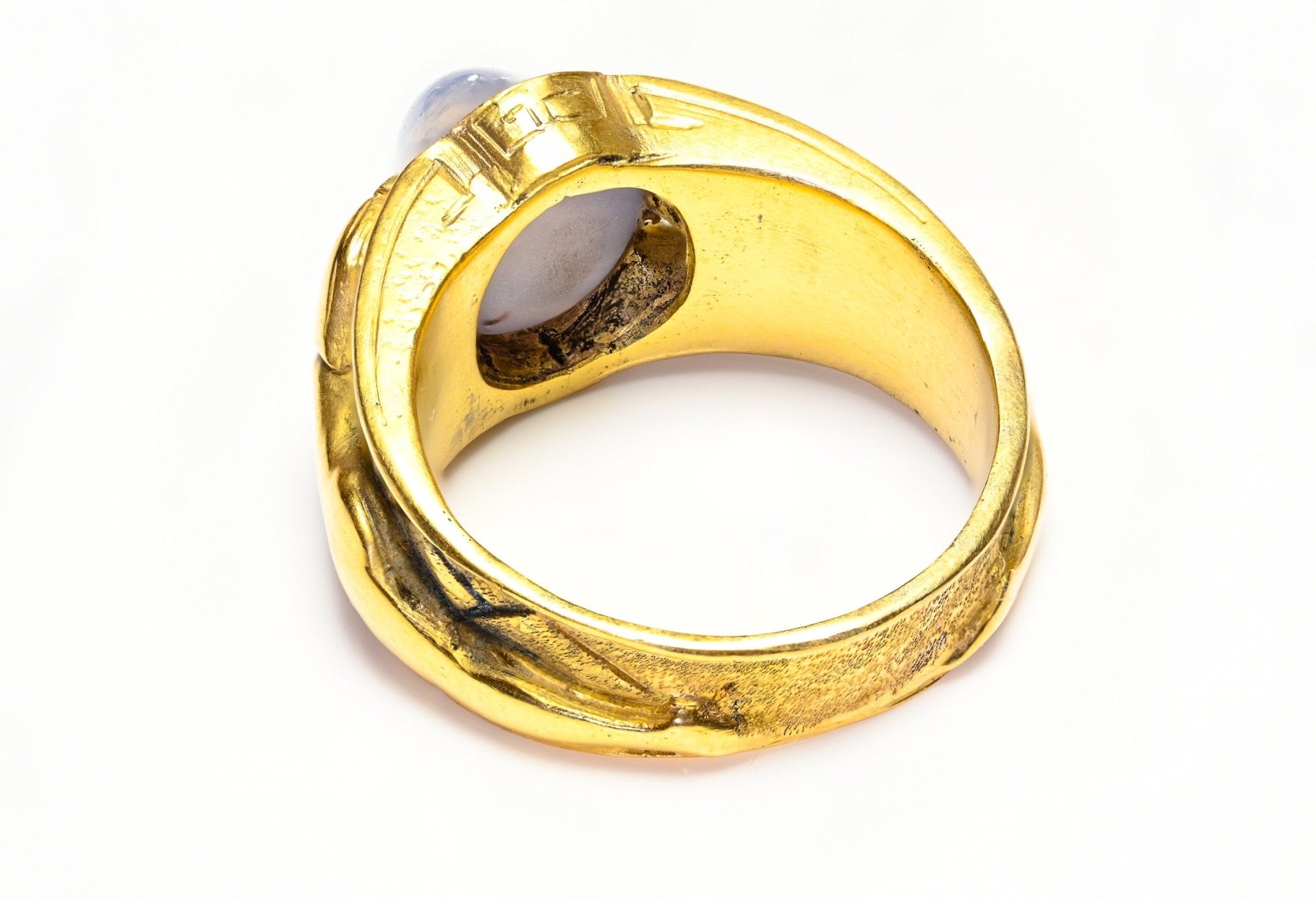 Egyptian Revival Gold Star Sapphire Men's Ring Gustav Manz