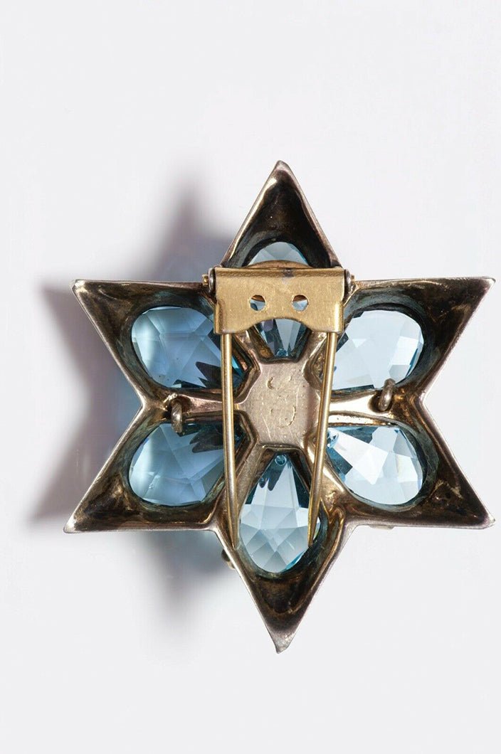 EISENBERG 1940’s Blue Crystal Star Flower Brooch
