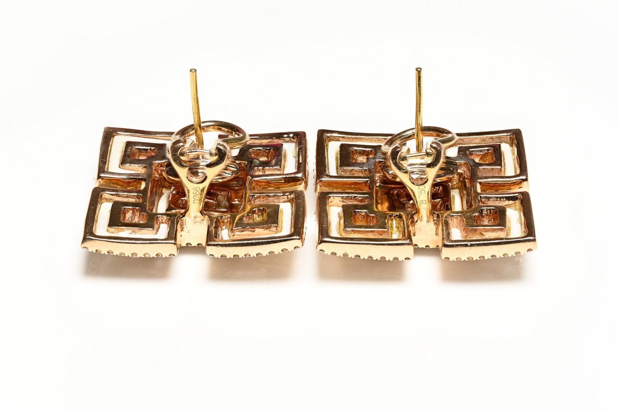 Elegant Ceramic & Diamond Earrings in 18K Gold
