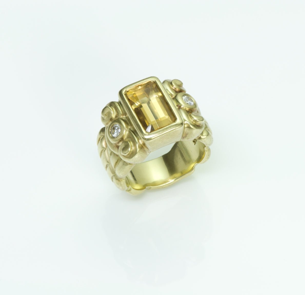 Elizabeth Rand 18K Yellow Gold Topaz Diamond Ring