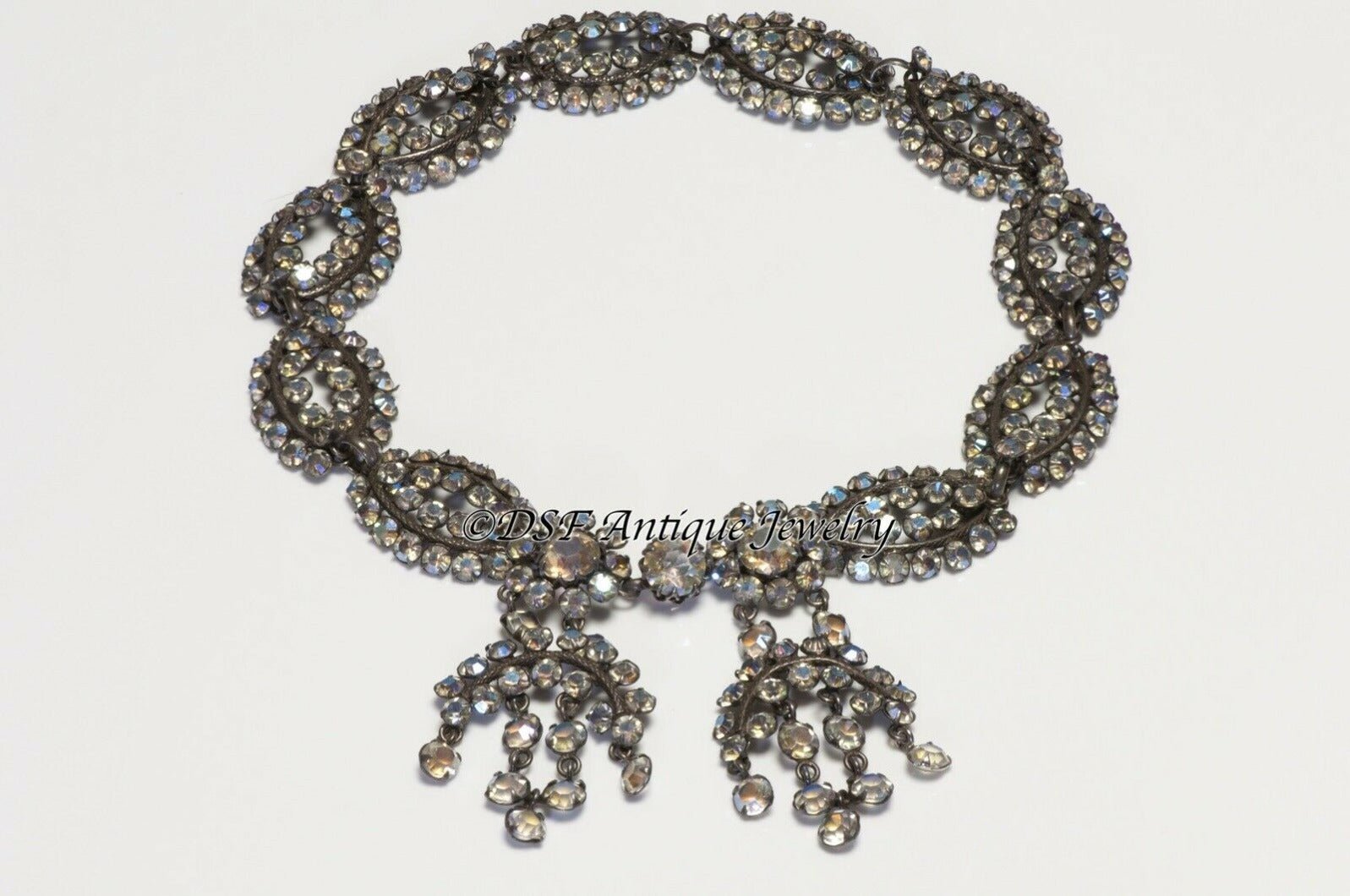 Elsa Schiaparelli Roger Jean-Pierre Couture 1930’s Crystal Necklace Earrings Set