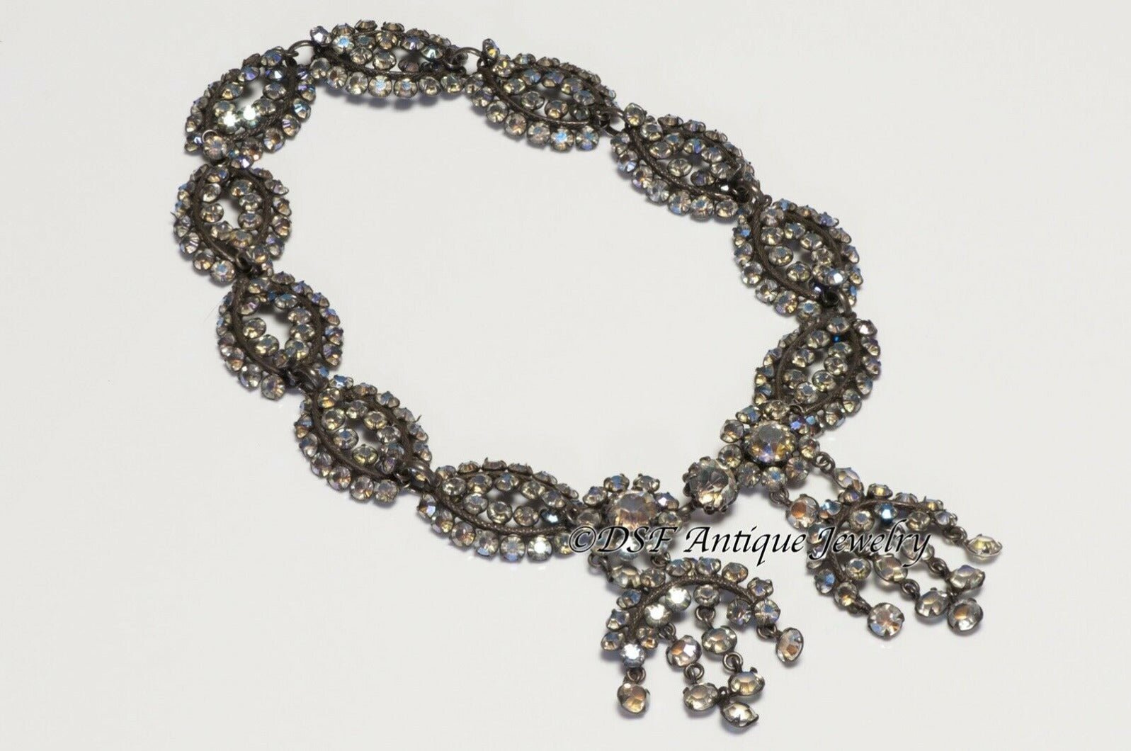 Elsa Schiaparelli Roger Jean-Pierre Couture 1930’s Crystal Necklace Earrings Set