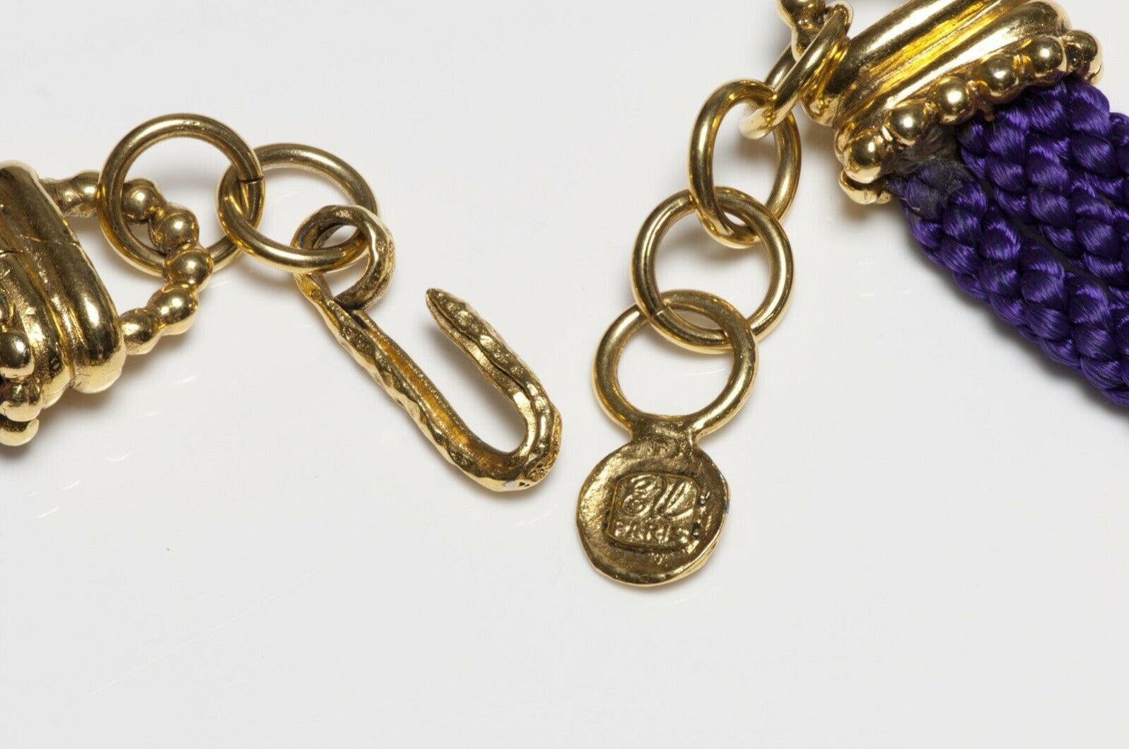 Emanuel Ungaro Paris Purple Glass Crystal Rope Necklace