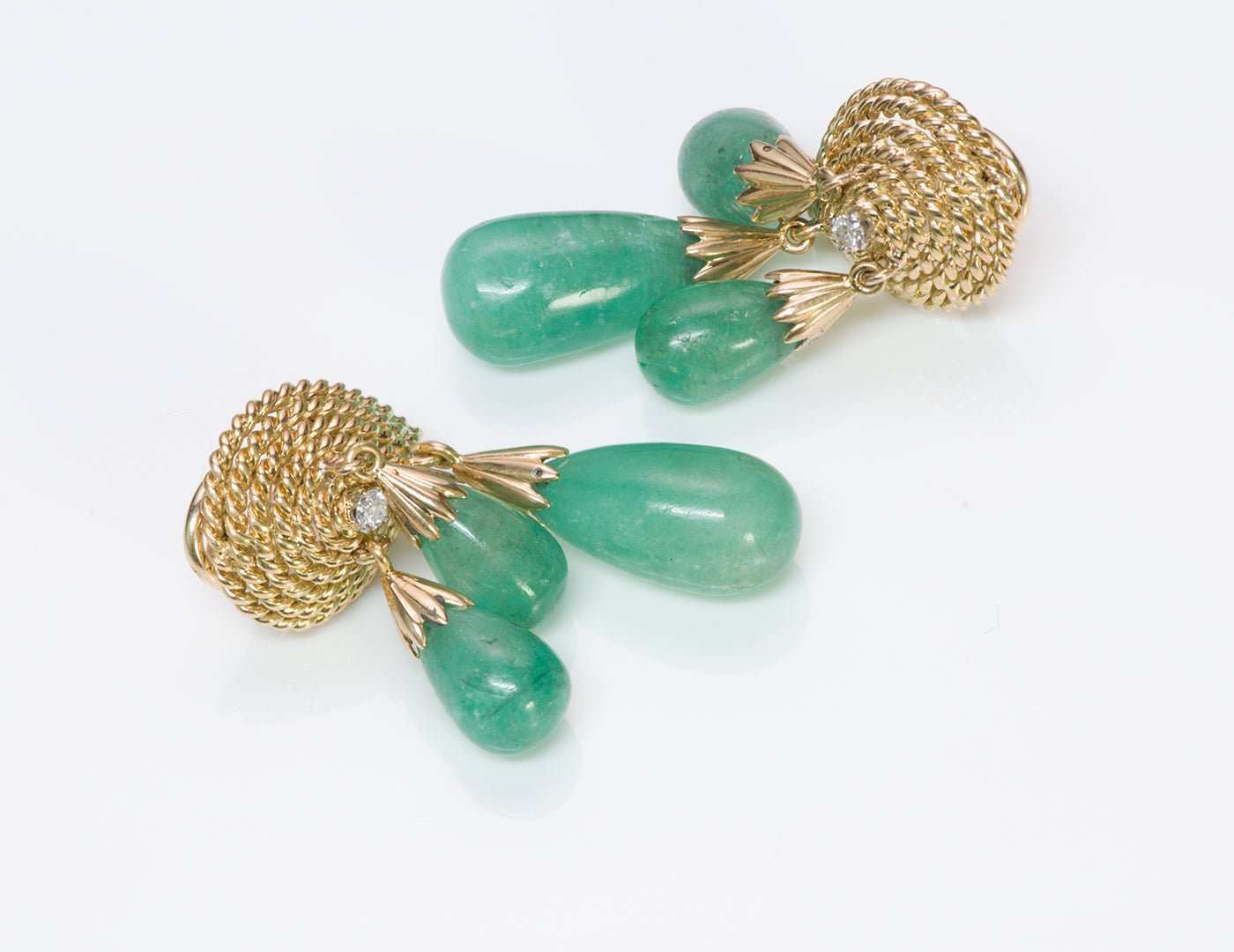 Emerald Diamond 18K Gold Teardrop Earrings