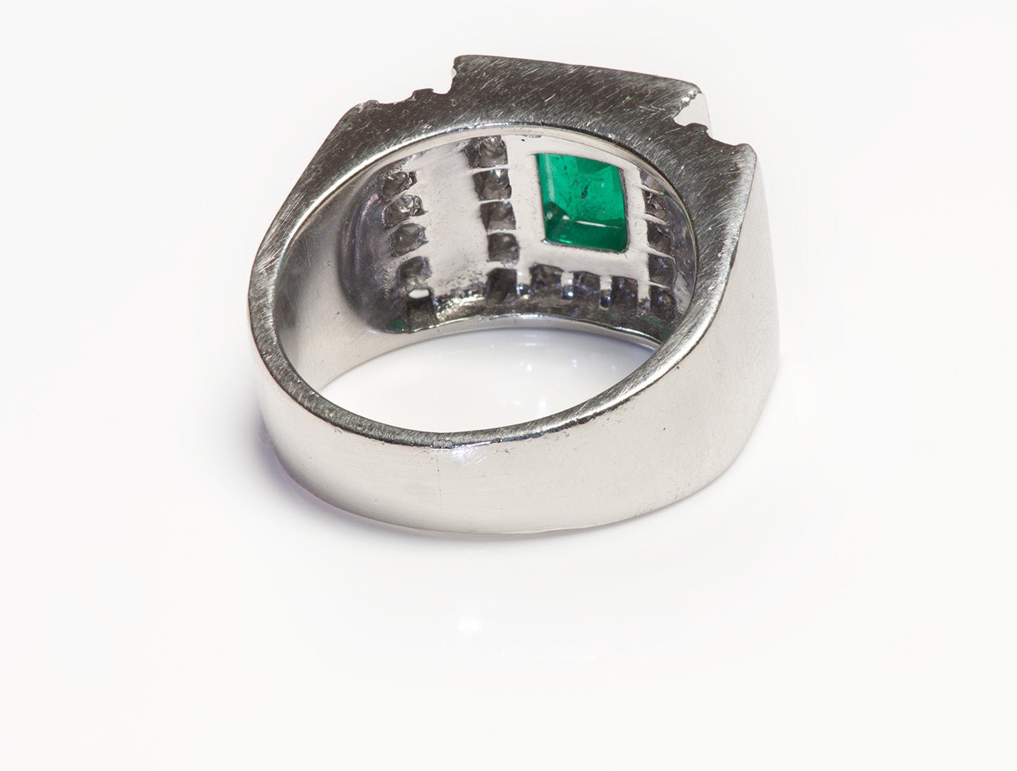 Emerald Diamond Platinum Men's Ring