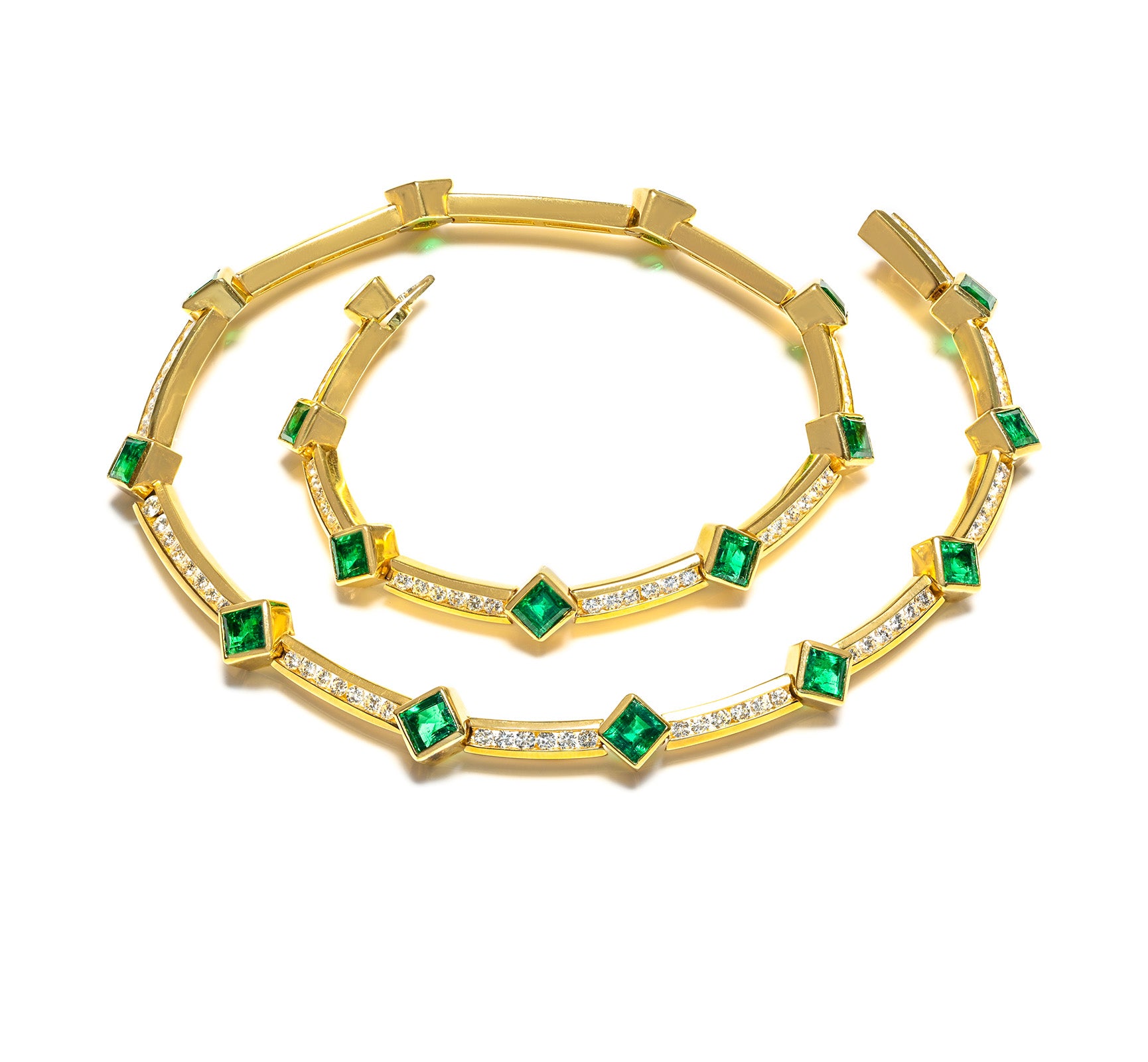 Fine Emerald Diamond 18K Gold Necklace