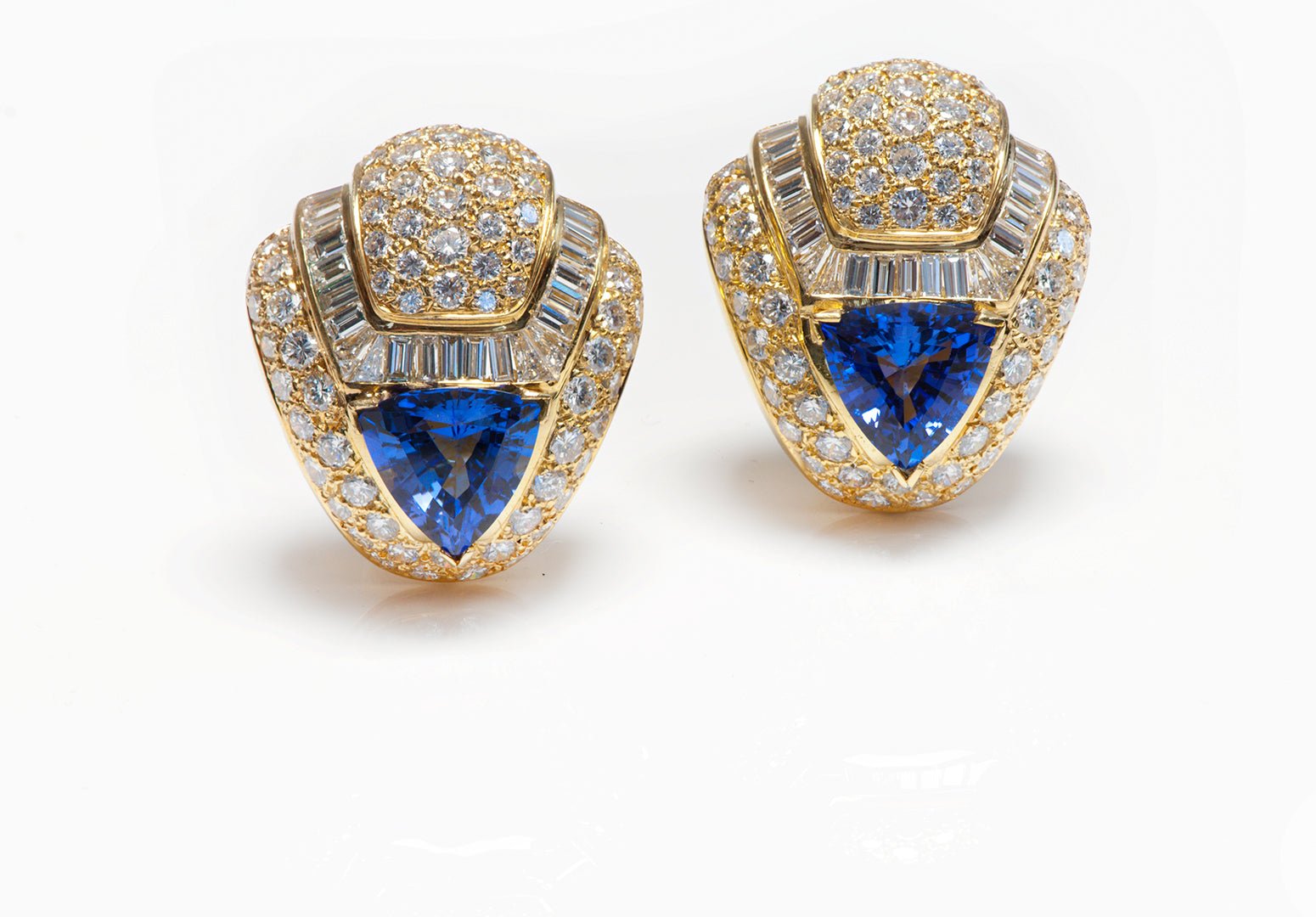 Emis Beros Tanzanite 18K Yellow Gold Diamond Earrings