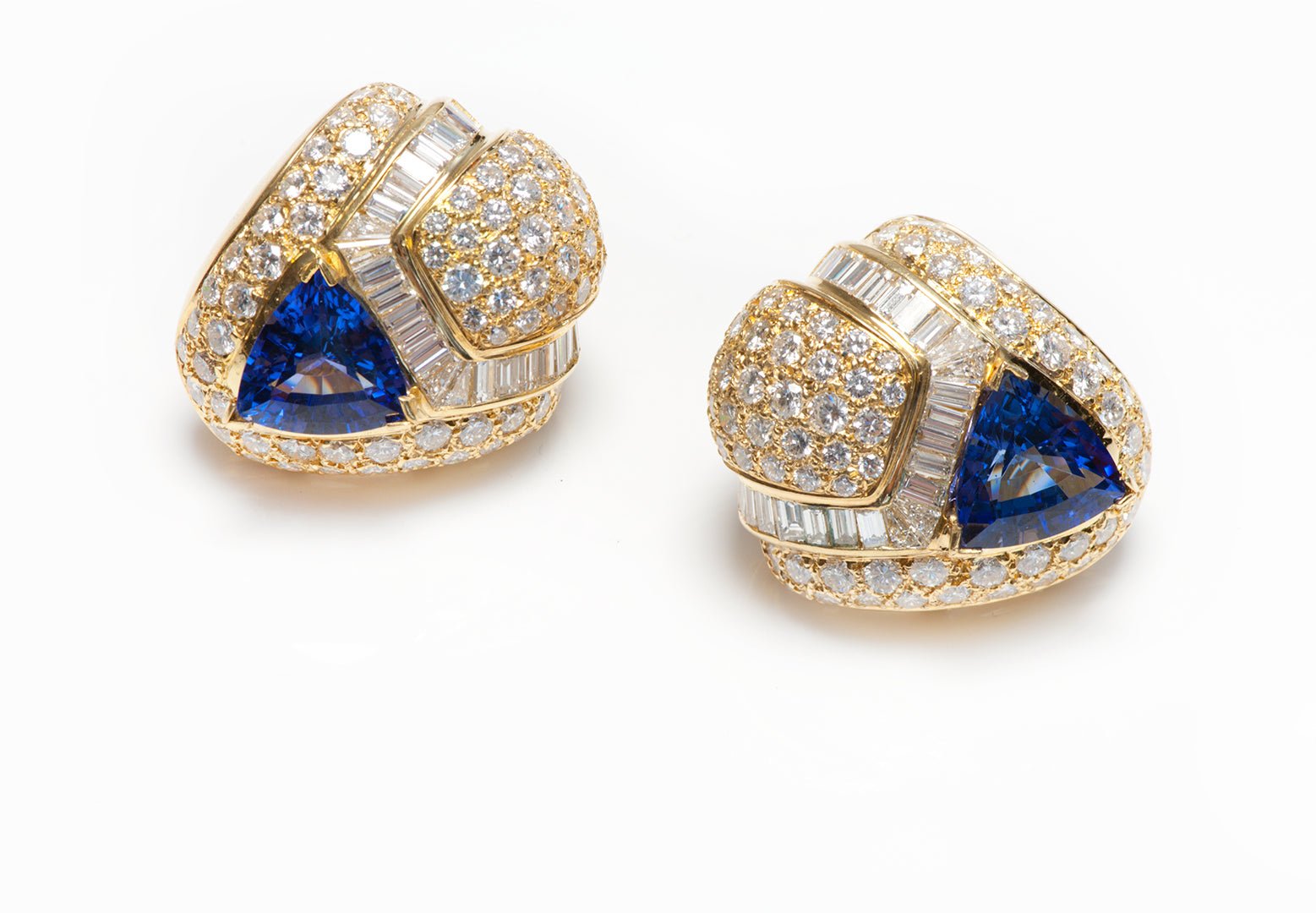 Emis Beros Tanzanite 18K Yellow Gold Diamond Earrings