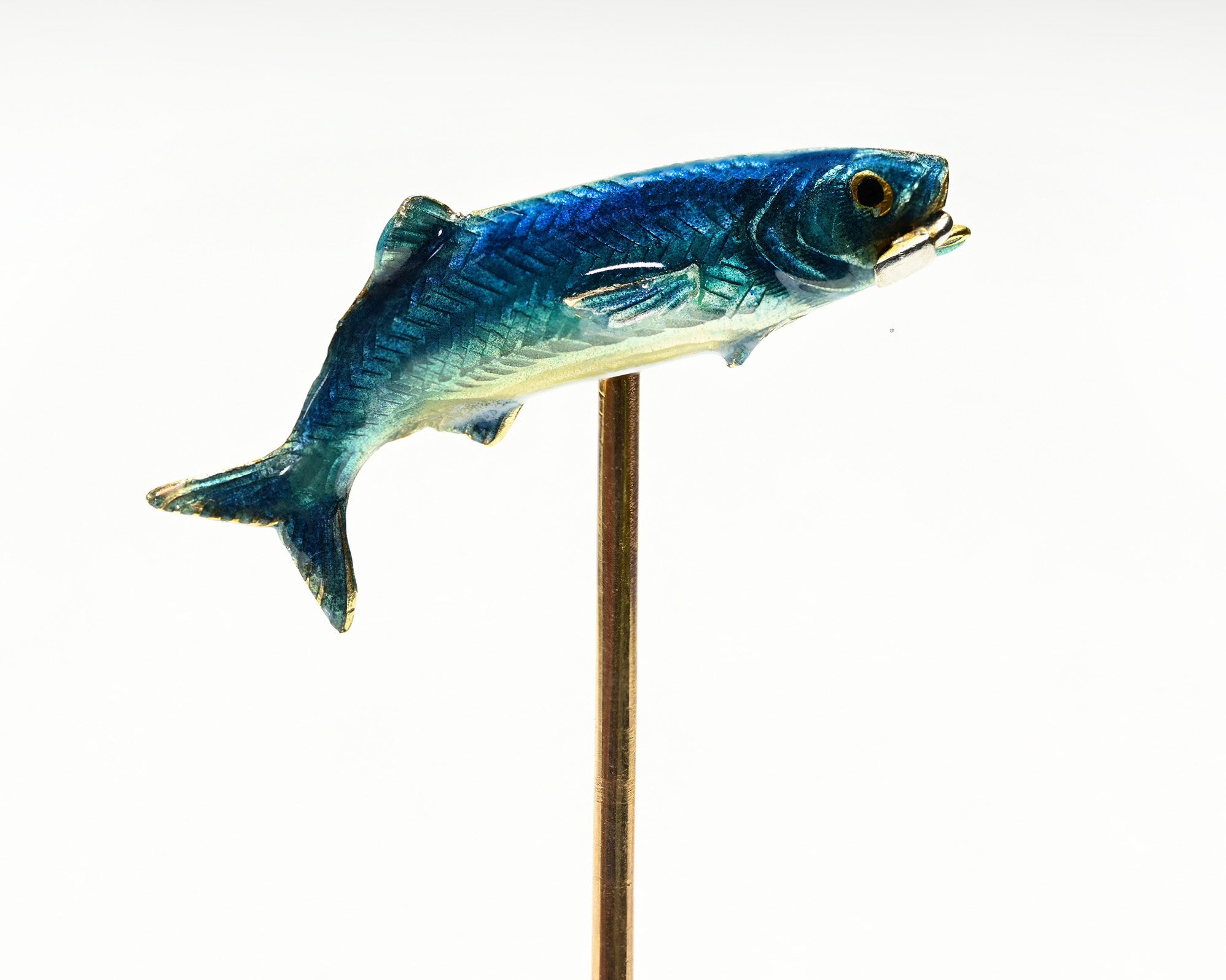 Antique Gold Enamel Fish Stick Pin.