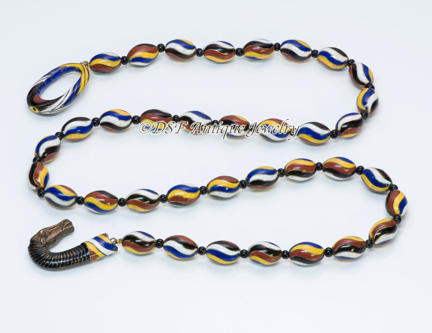 Equestrian Enamel & Silver Bead Necklace
