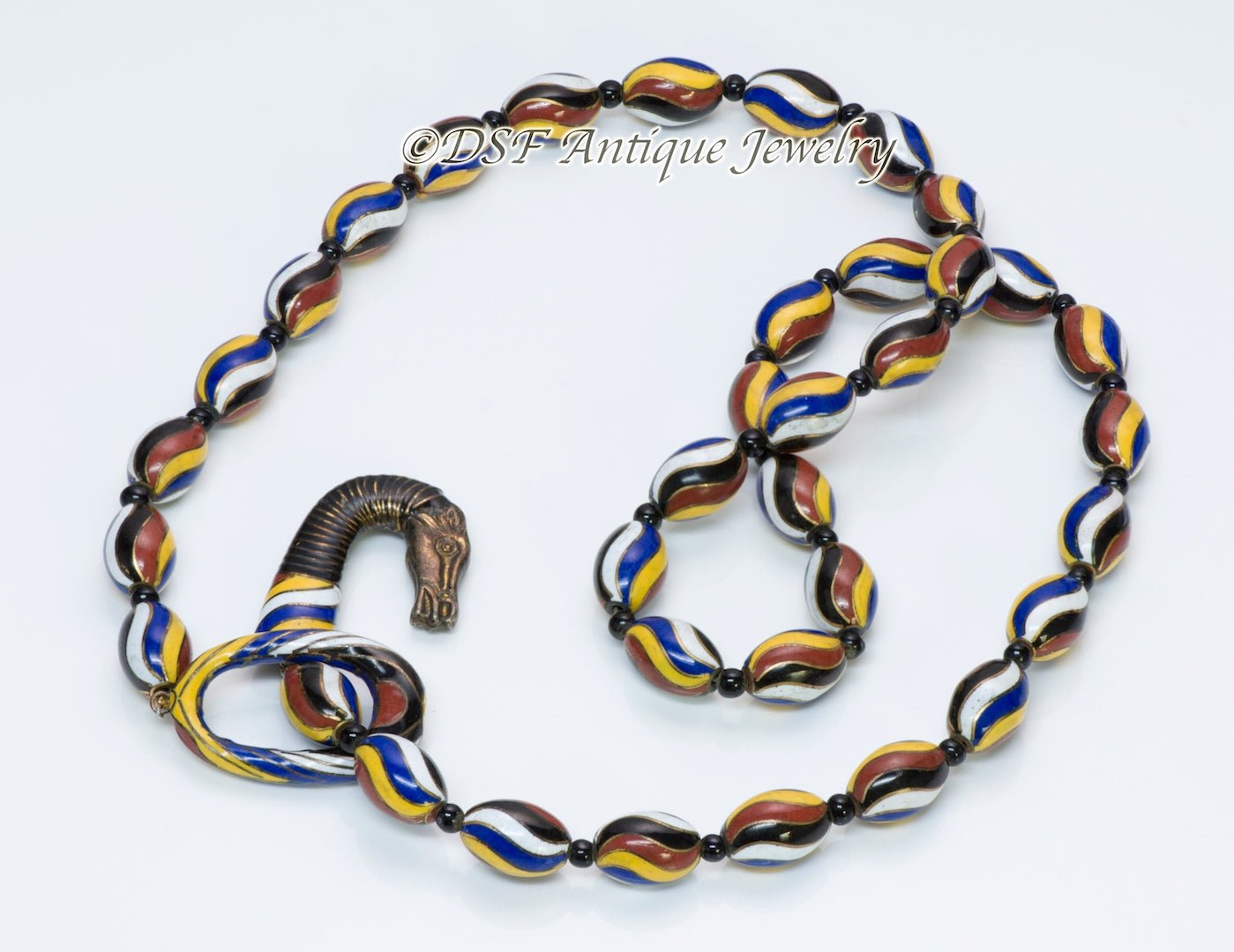 Equestrian Enamel & Silver Bead Necklace