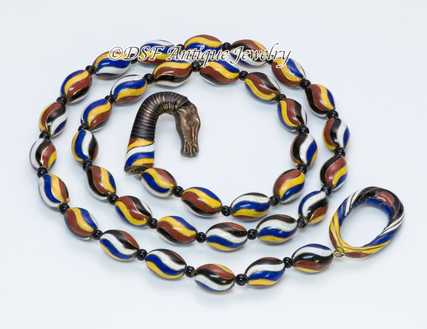 Equestrian Enamel & Silver Bead Necklace