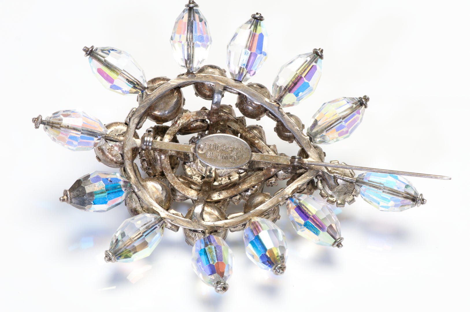Erickson Beamon Large Aurora Borealis Glass Beads Crystal Brooch