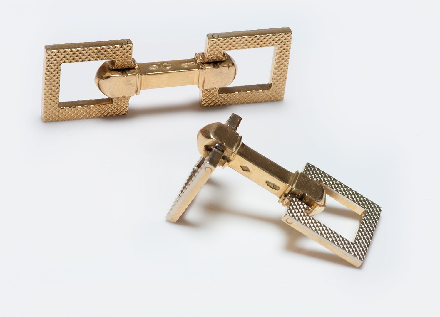 Estate French 18K Two Tone Gold Stirrup Cufflinks