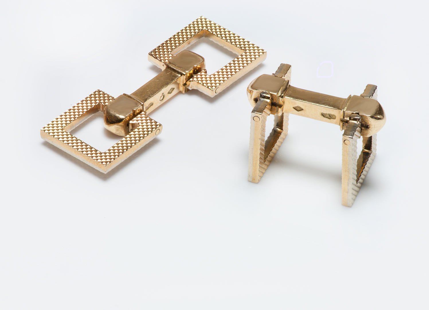 Estate French 18K Two Tone Gold Stirrup Cufflinks