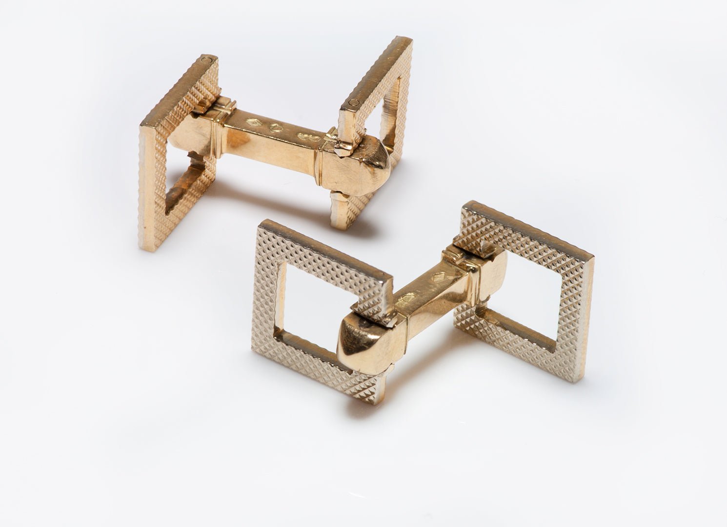 Estate French 18K Two Tone Gold Stirrup Cufflinks