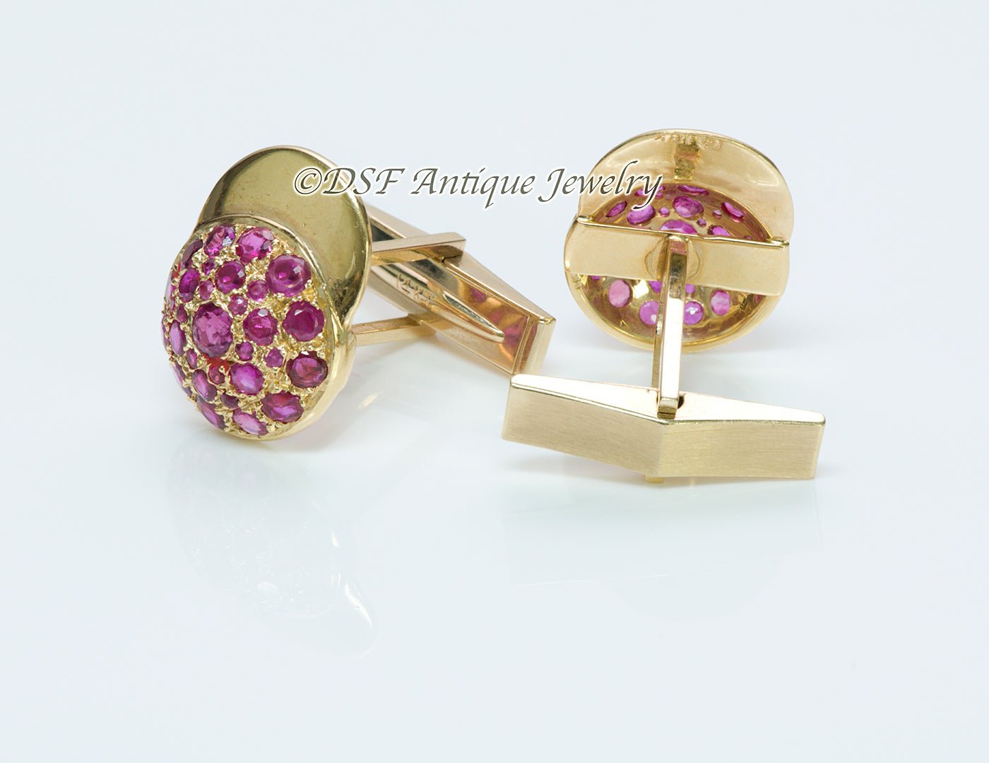Estate Jockey Cap Gold & Ruby Cufflinks
