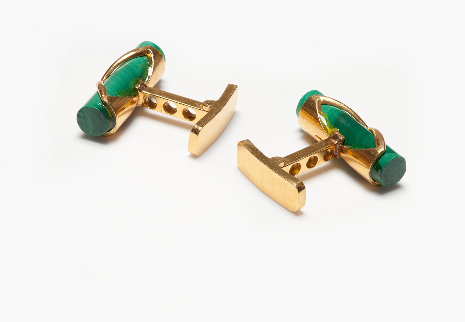 Estate Yellow Gold Malachite Cufflinks