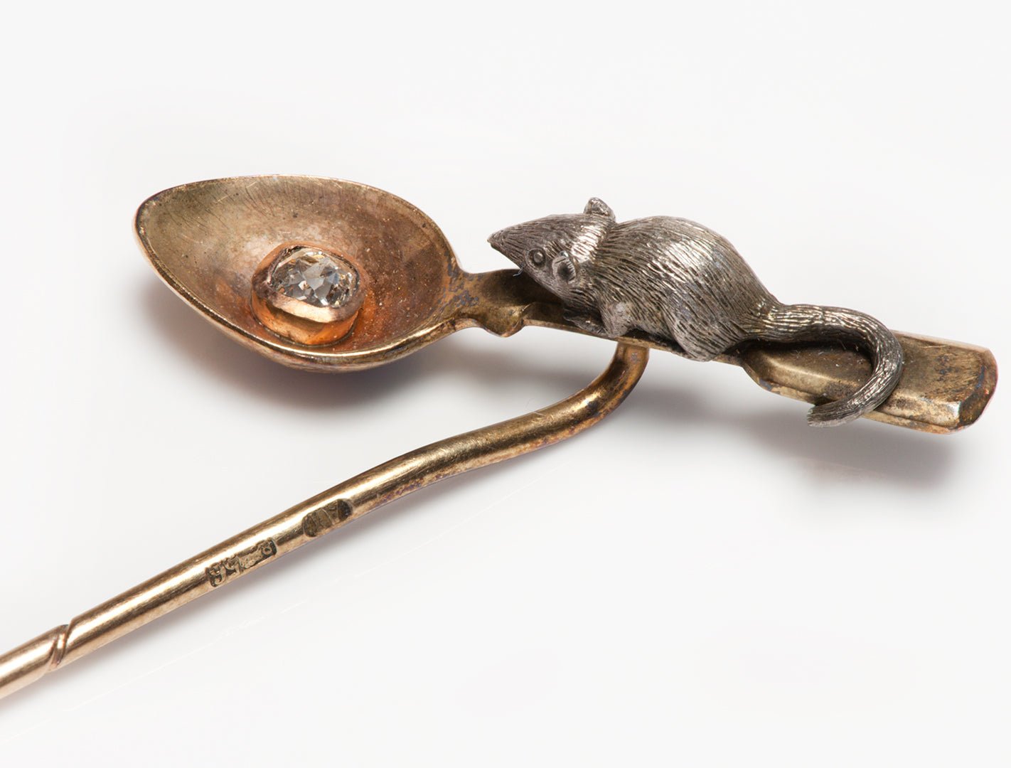 Faberge Alfred Thielemann Mouse Spoon Diamond Stick Pin