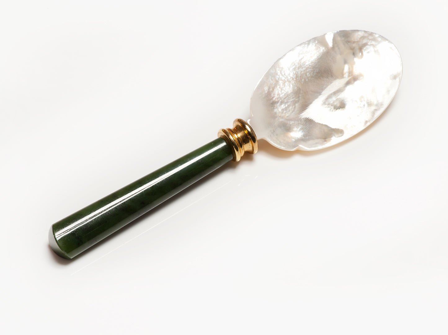 Faberge Jade Oyster Shell Caviar Spoon