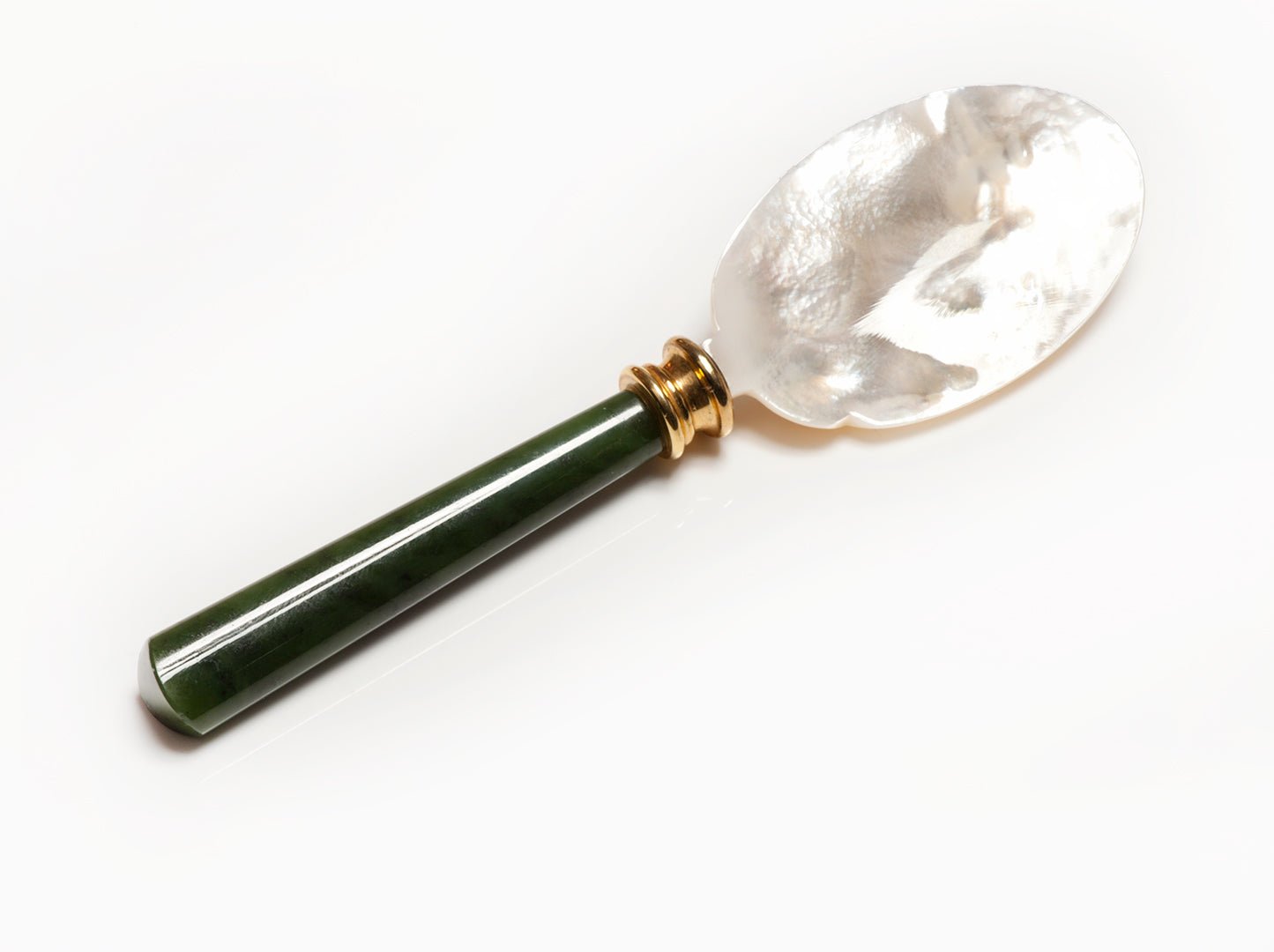 Faberge Jade Oyster Shell Caviar Spoon