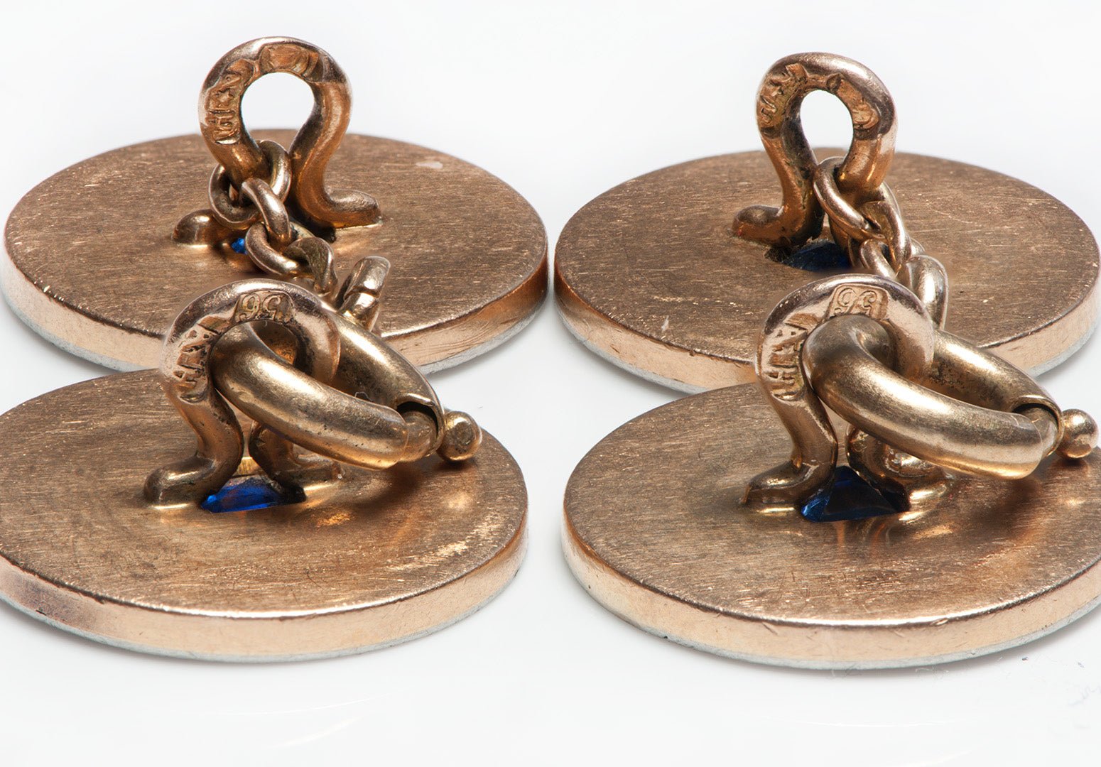 Faberge Platinum Gold Sapphire Diamond Cufflinks August Hollming