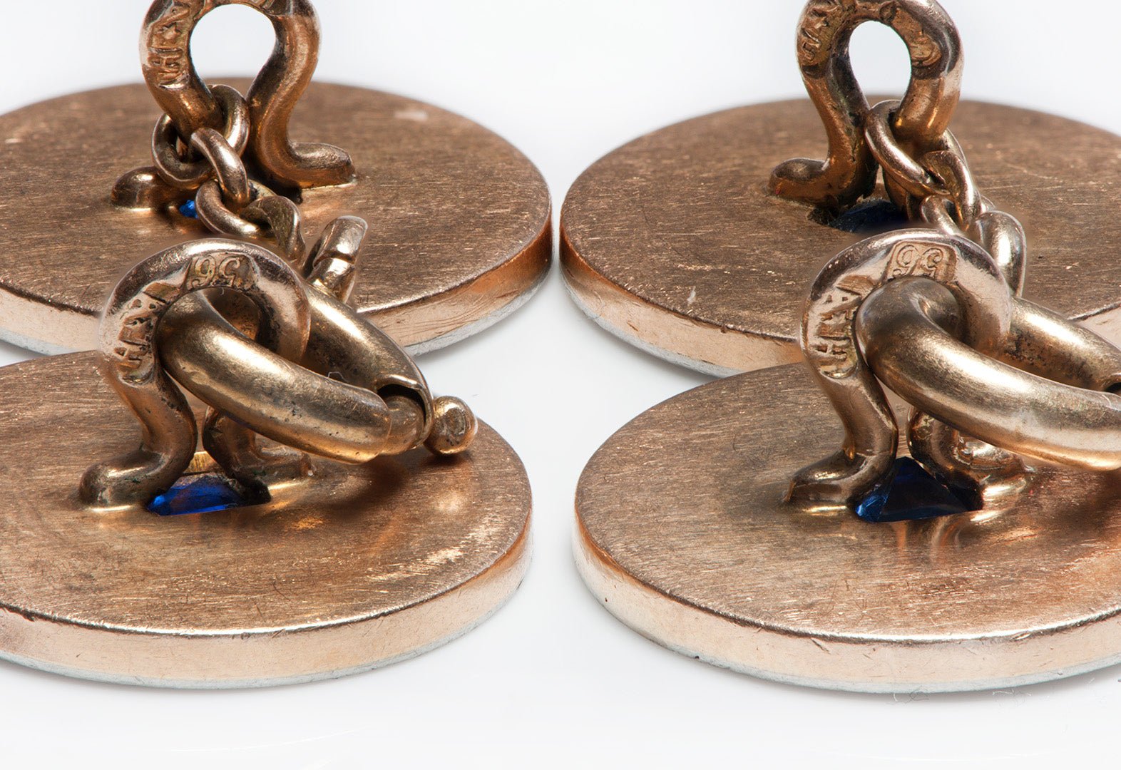 Faberge Platinum Gold Sapphire Diamond Cufflinks August Hollming