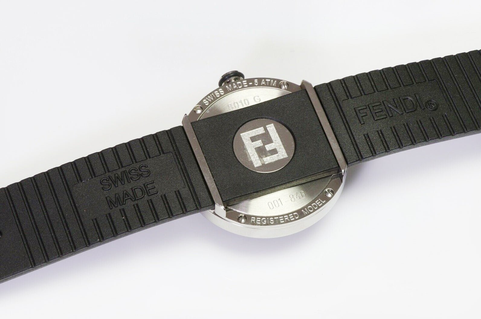 FENDI 8010G Logo Bubble Black Rubber Band Women’s Watch