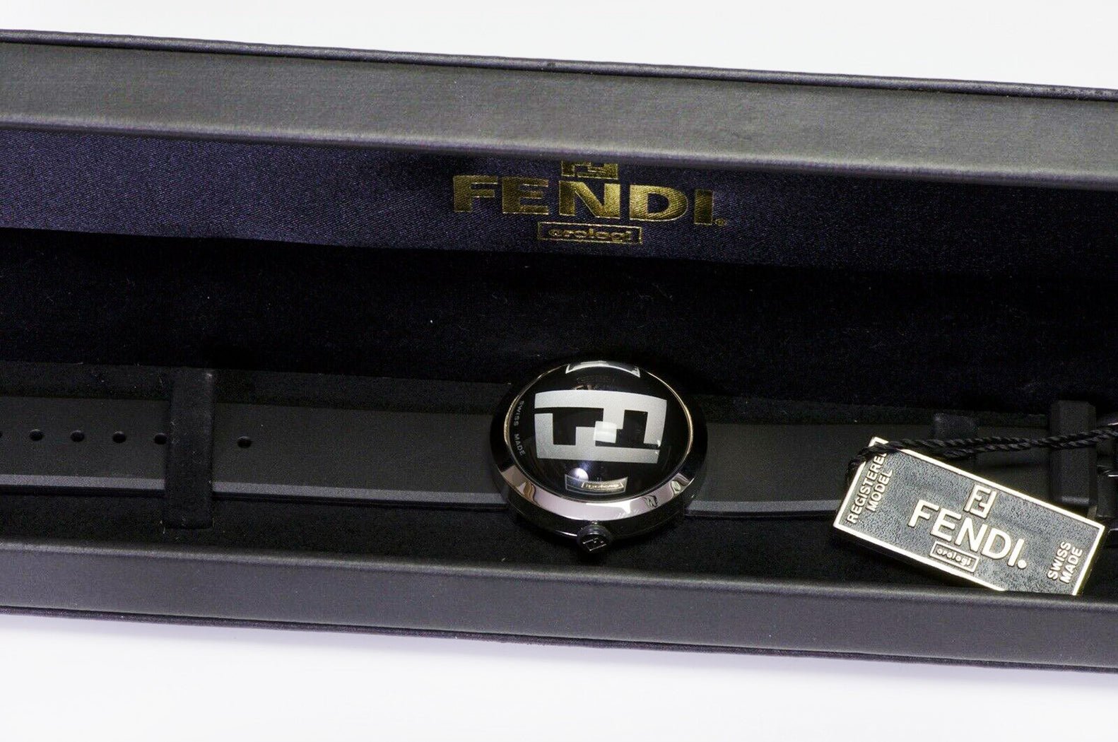 FENDI 8010G Logo Bubble Black Rubber Band Women’s Watch
