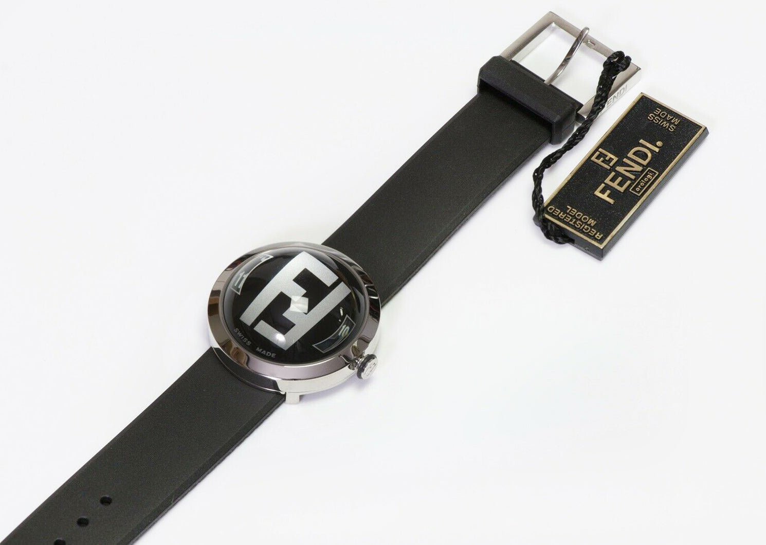 FENDI 8010G Logo Bubble Black Rubber Band Women’s Watch