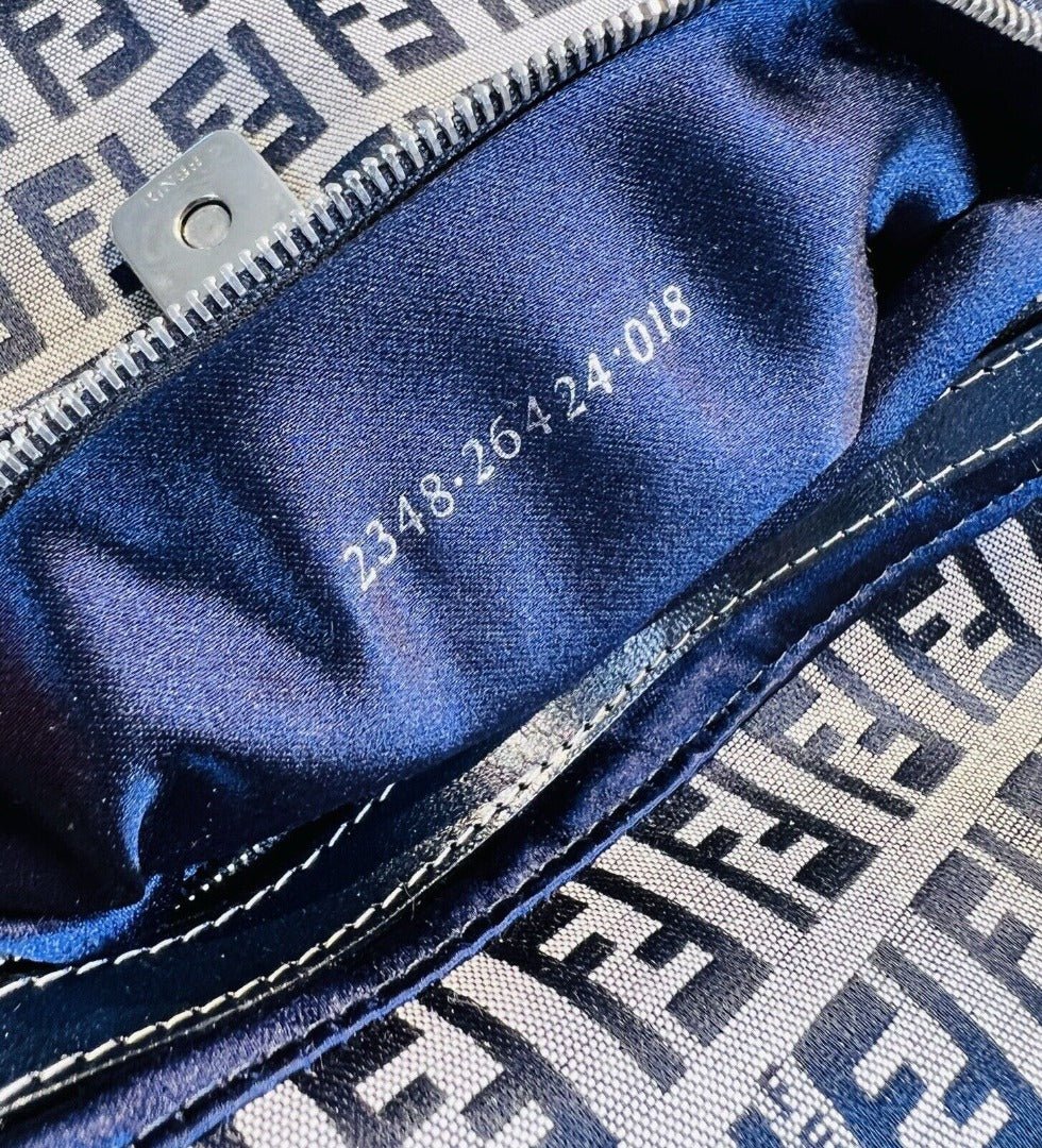 Fendi Black Canvas Leather Zucca Monogram Baguette Bag