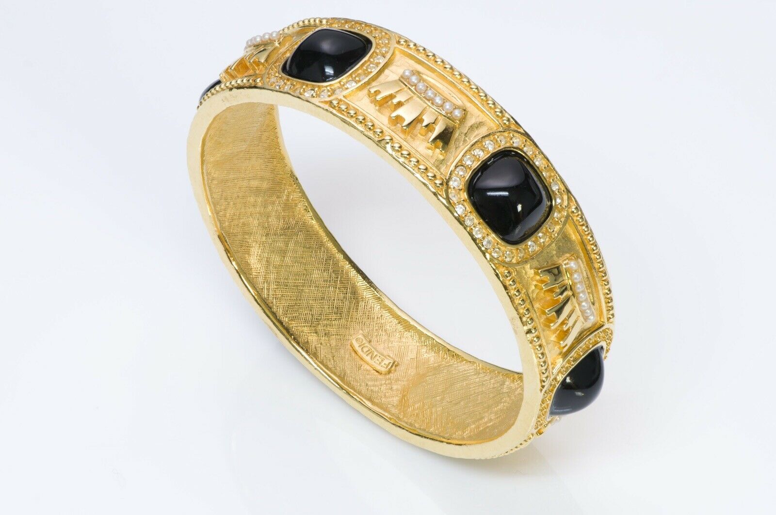 Fendi Pearl Crown Bangle Bracelet