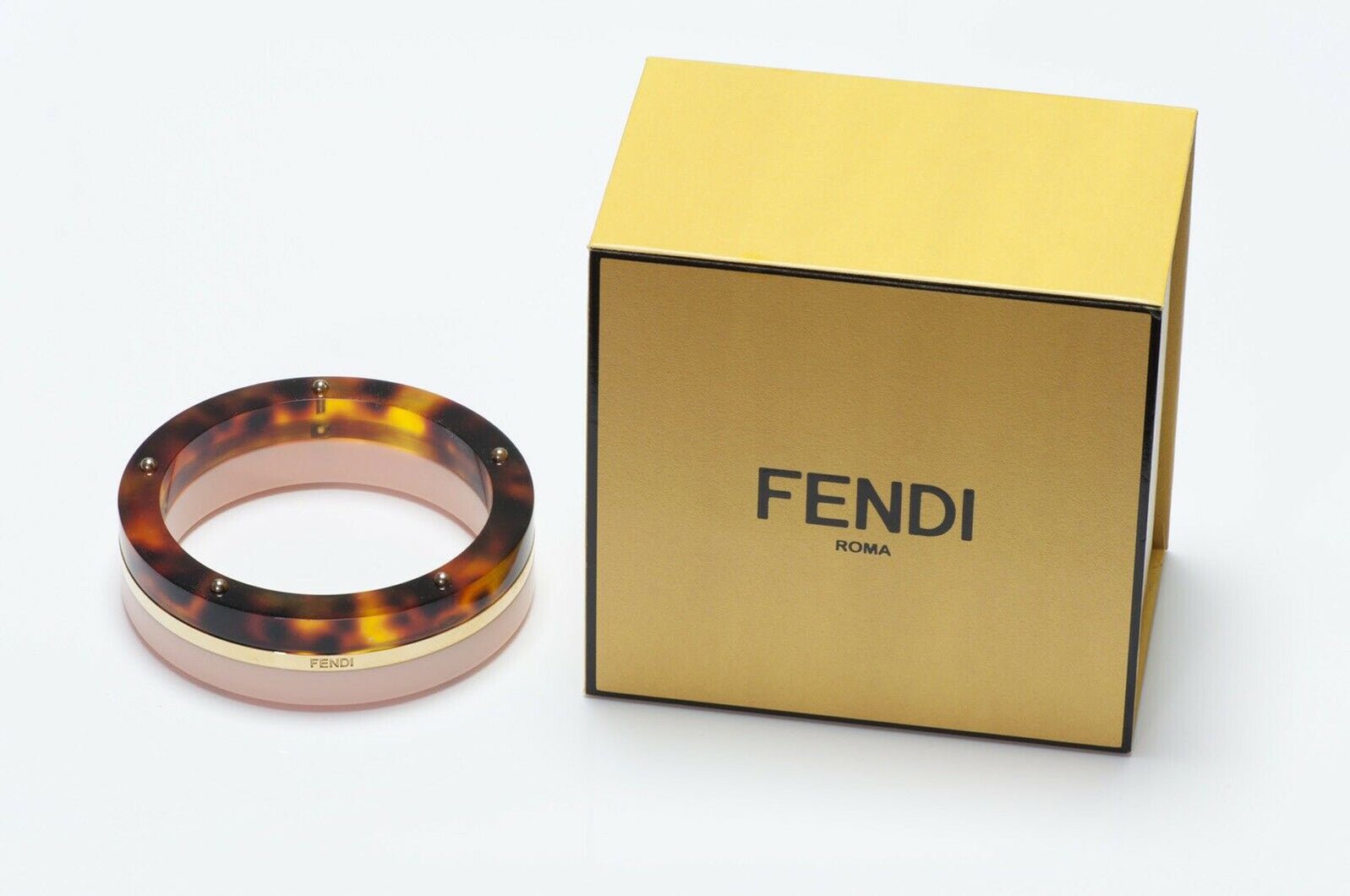 FENDI Pink Brown Lucite Bangle Bracelet
